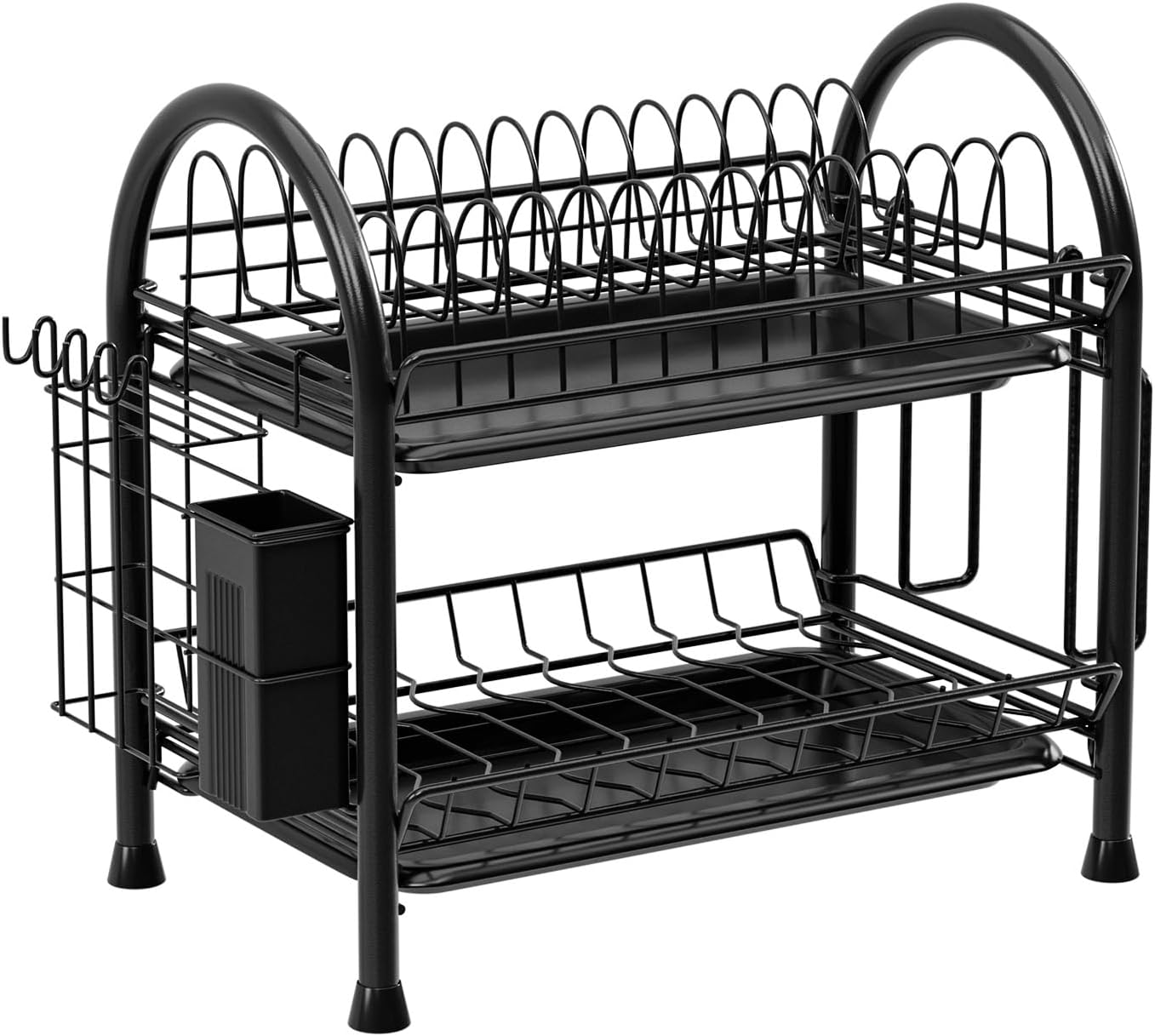 Double Layer Storage Rack, Thickened Wrought Iron Material, Bowl and Dish Storage Rack, Countertop Drain Rack, Suitable for Kitchen, Living Room, and Dining Table.