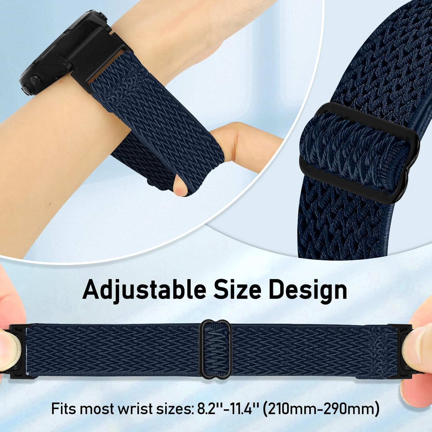 Nylon Elastic Band for Garmin Fenix ​​8 47Mm/Fenix ​​7/Fenix ​​6/Fenix ​​5/EPIX Pro 47Mm, Adjustable Woven Ballistic Nylon Webbing Wrist Strap for Garmin Fenix ​​8 47Mm, Unisex