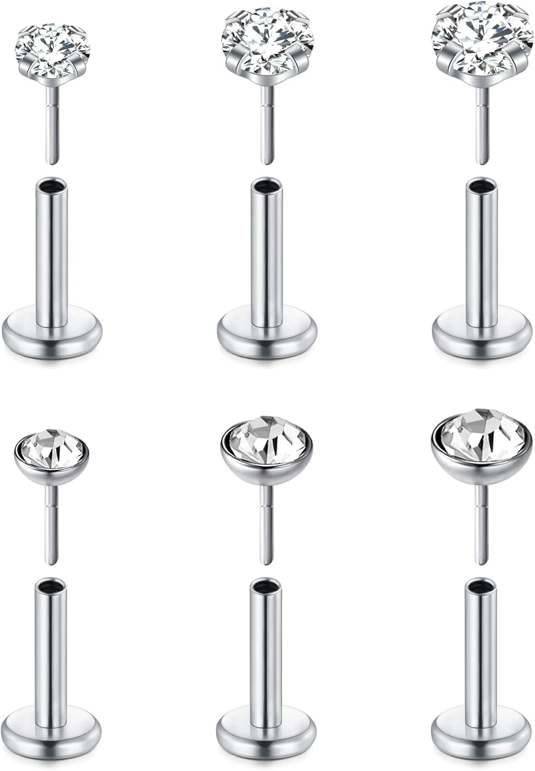 MODRSA Tragus and Helix Piercing Jewelry Flat Back Earrings for Women Forward Helix Cartilage Earring Medusa Lip Rings 16G