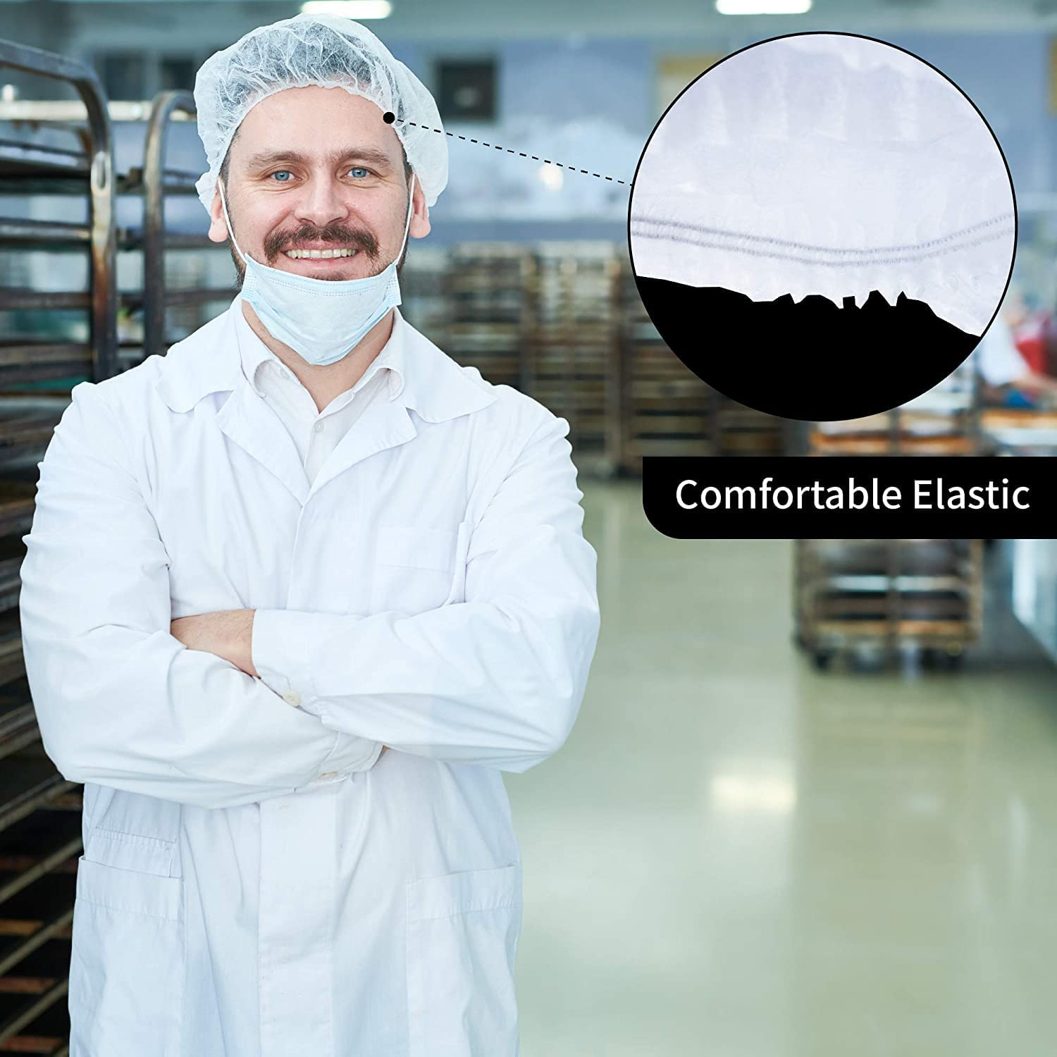 Disposable Hair Nets (Ckdcares Head Bouffant Caps) 21", Unisex, Best for Food Service, Salons, Medical Facilities, Home Baking, Shower (Pack of 100 Pcs)