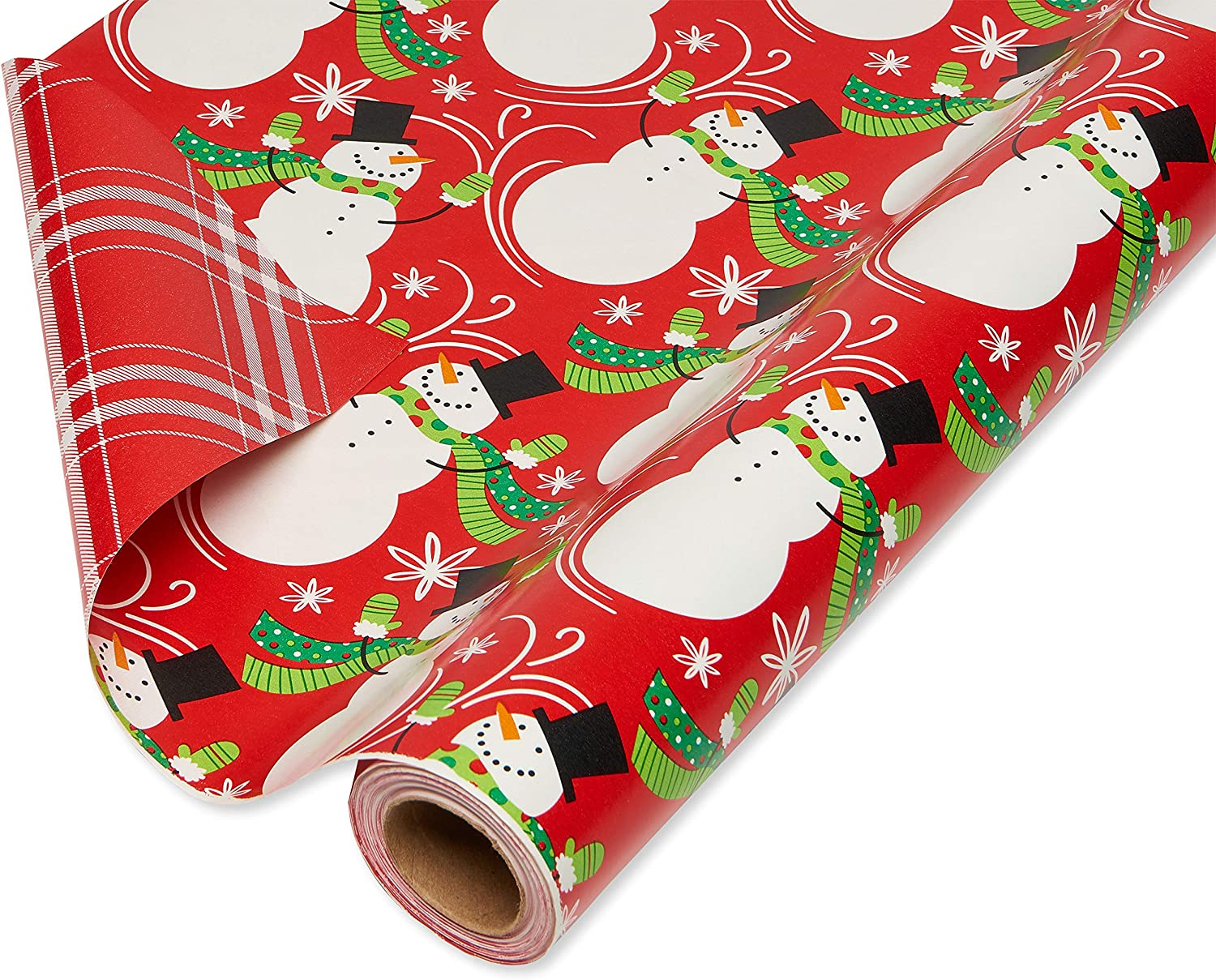 American Greetings 175 Sq. Ft. Reversible Wrapping Paper for Christmas and All Holidays, Red and Black Plaid (1 Jumbo Roll 30 In. X 70 Ft.)