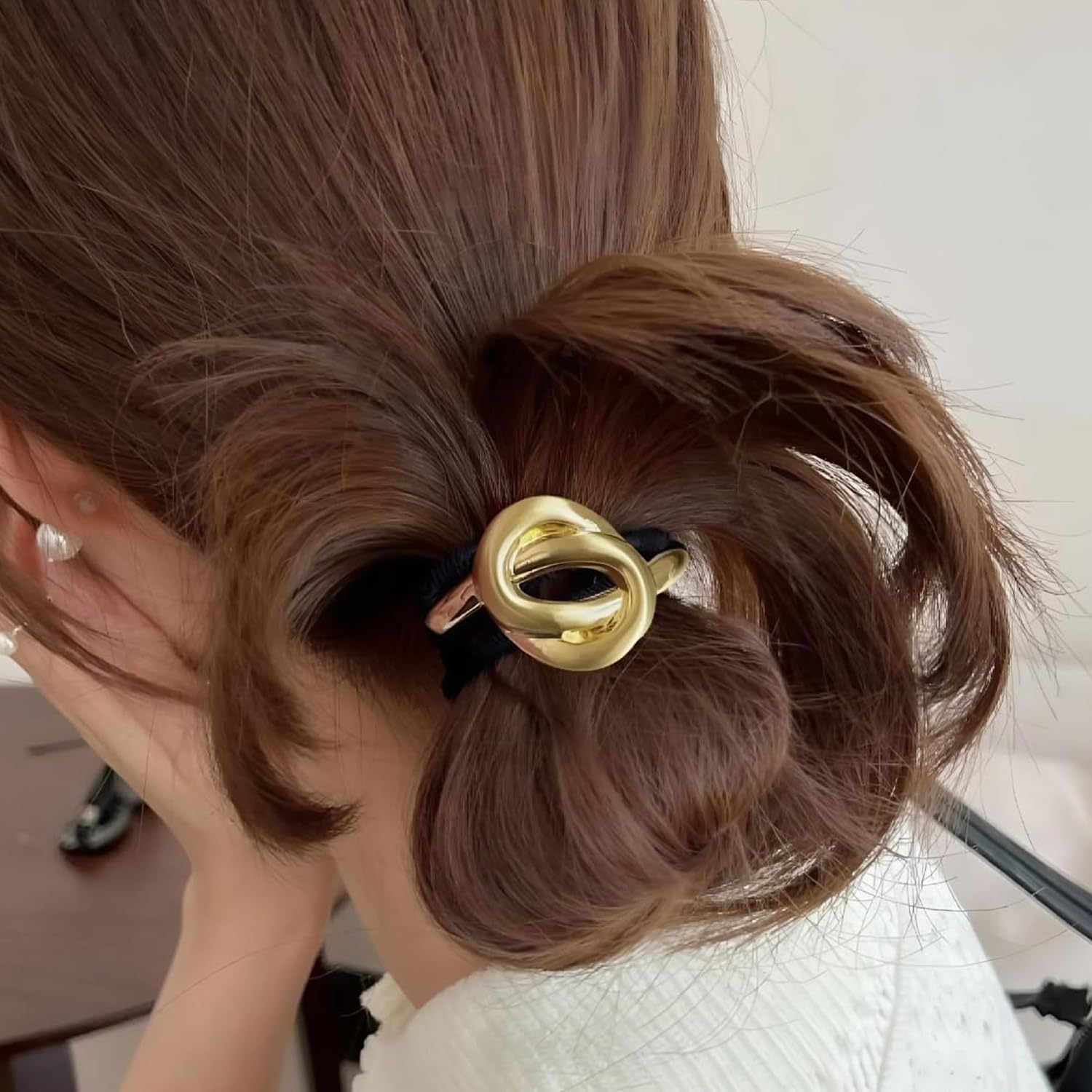 Pack of 6 Hair Bobbles Gold, Metal Hair Bobbles, Gold Hairs Cuff Wrap Hair Ties, Metal Geometric Elastic Hair Ties, Gold Metal Creative Hair Accessories, for Women and Girls image number 3