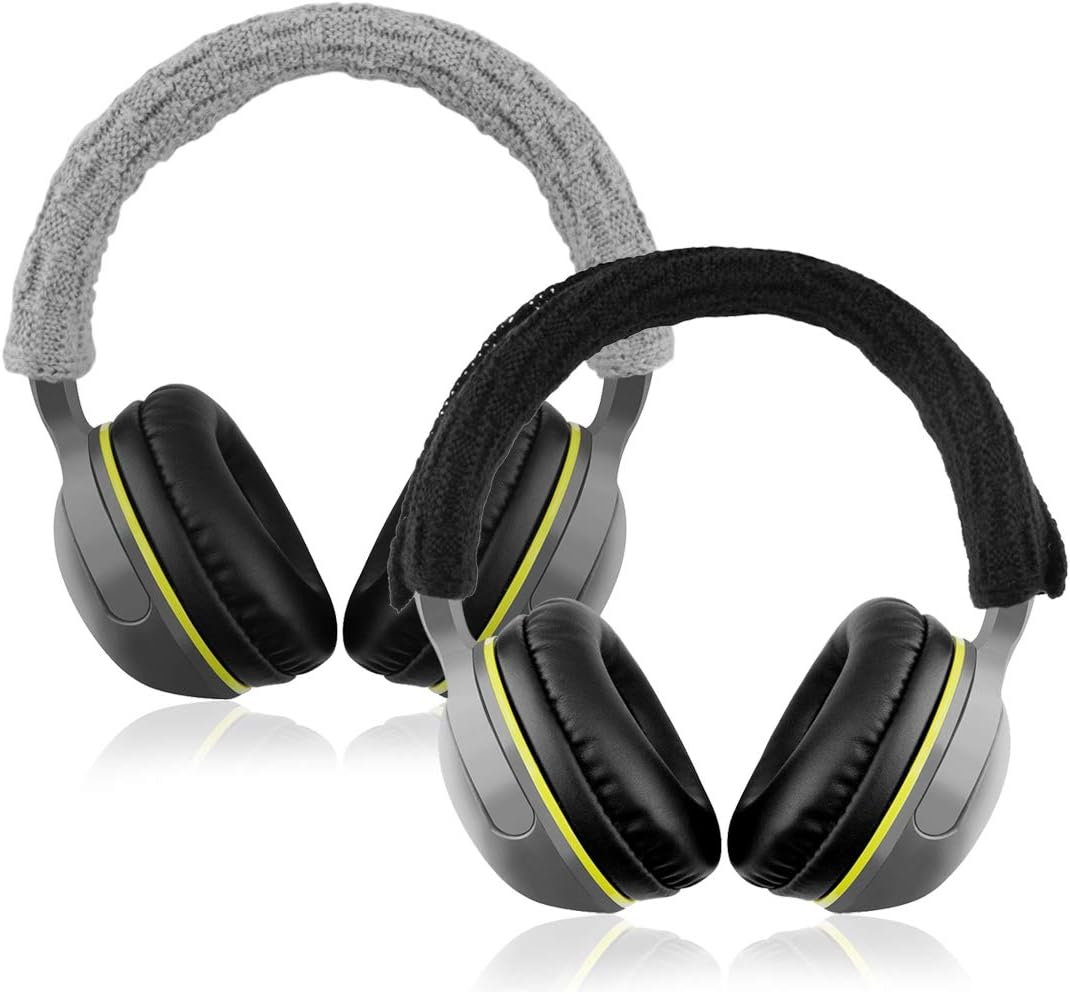 Geekria 2 PCS Knit Fabric Headband Pad Compatible with Bose, AKG, Sennheiser, Sony Headphones, Replacement Band Repair Part (Black + Gray) - Black + Gray image number 5