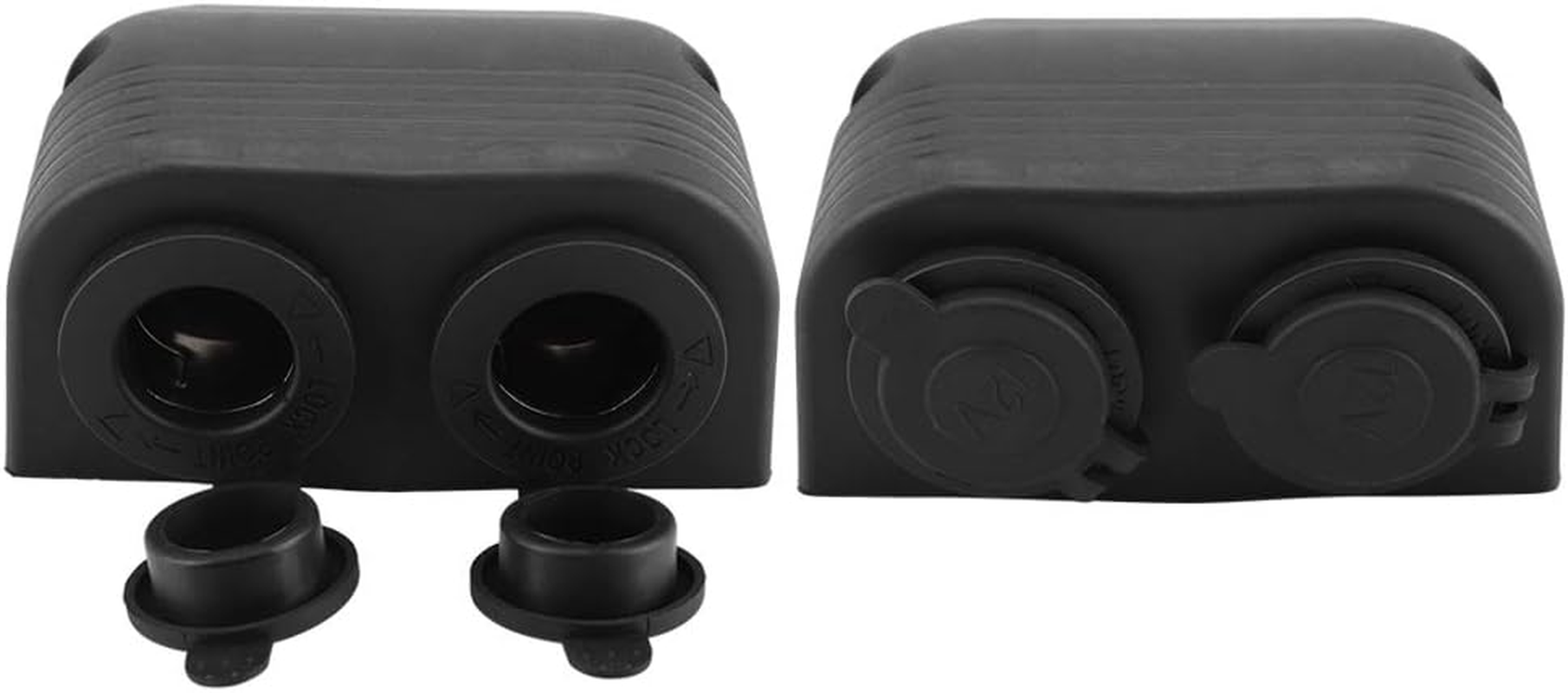 12V-24V Dual Port Cigarette Lighter Socket for Vehicles, Boats, Tractors, and Riding Mowers - Auto Interior Accessory with Vertical or Horizontal Installation image number 1