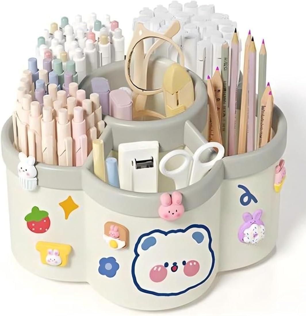 360&deg; Rotating Pen Holder for Desk with 6 Slots, Large - Capacity Desk Organizer for Office, School, Home Use image number 1