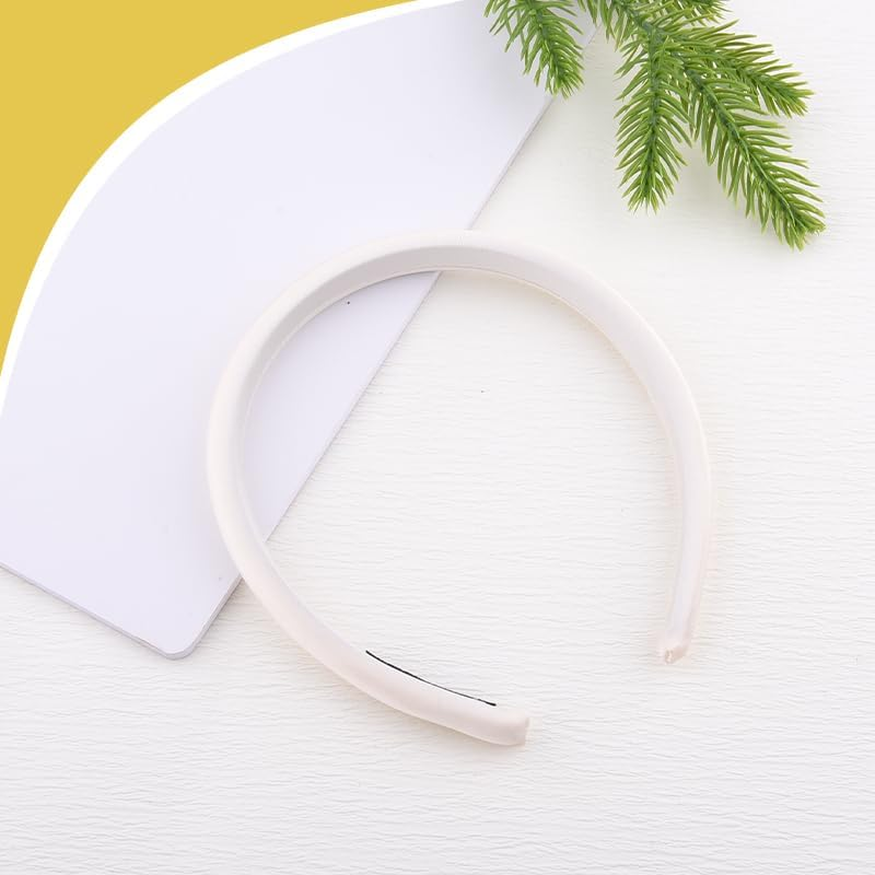White Padded Thin Satin Hairband Headbands for Women&rsquo;S Hair Silky Satin Head Bands Headwear Headdress Non-Slip Headband Headwear 90S Hair Accessories for Women Girls image number 6