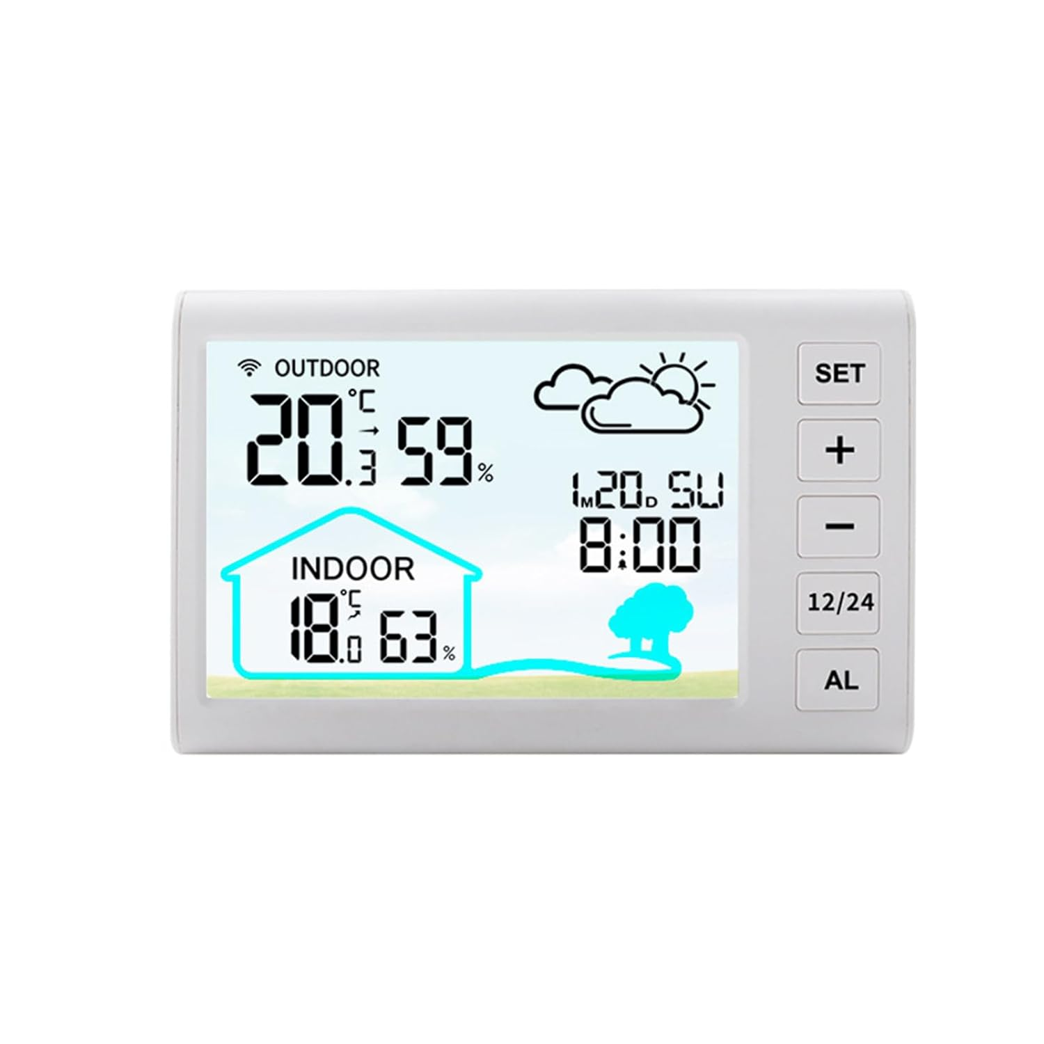 Weather Stations Wireless Indoor Outdoor Thermometer, Home Weather Station, Digital Temperature Display Clock Alarm Adjustable Backlight image number 6