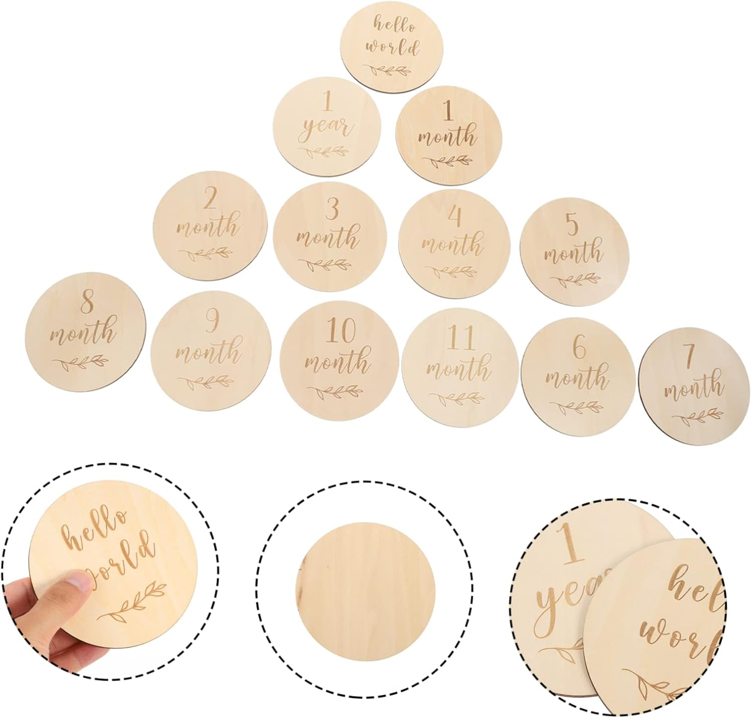 13Pcs Newborn Milestone Cards Monthly Growth Cards Wooden for Shower Gifts for First Year Photoshoot image number 6
