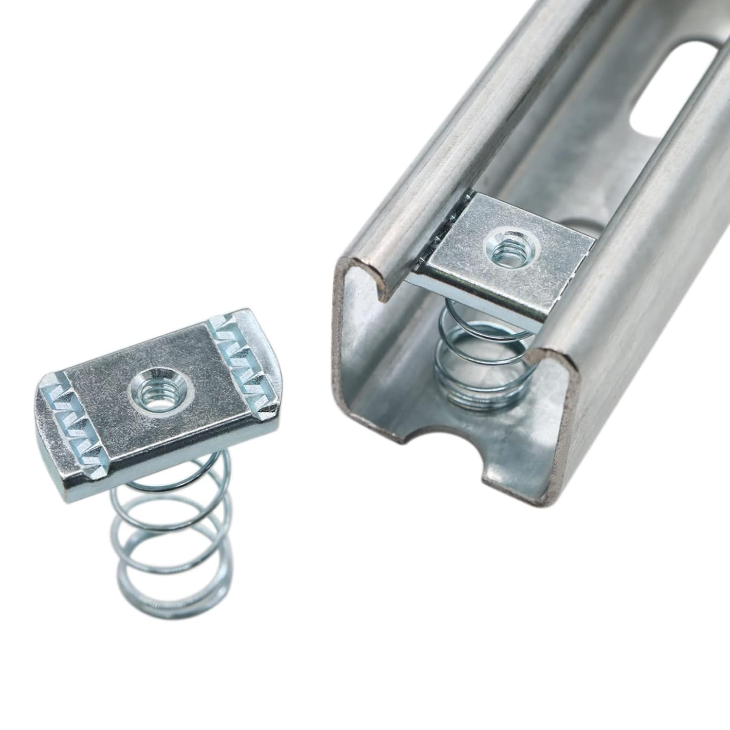 BEANPRECOY Galvanized Spring Nut 10Pcs C-Shaped Steel Special Spring Nut Spring Strut Channel Cone Nut for Strut Channel Stainless Steel Spring Channel Nuts M6 M8 M10 M12 Spring Nut Channel Nut Silver image number 3