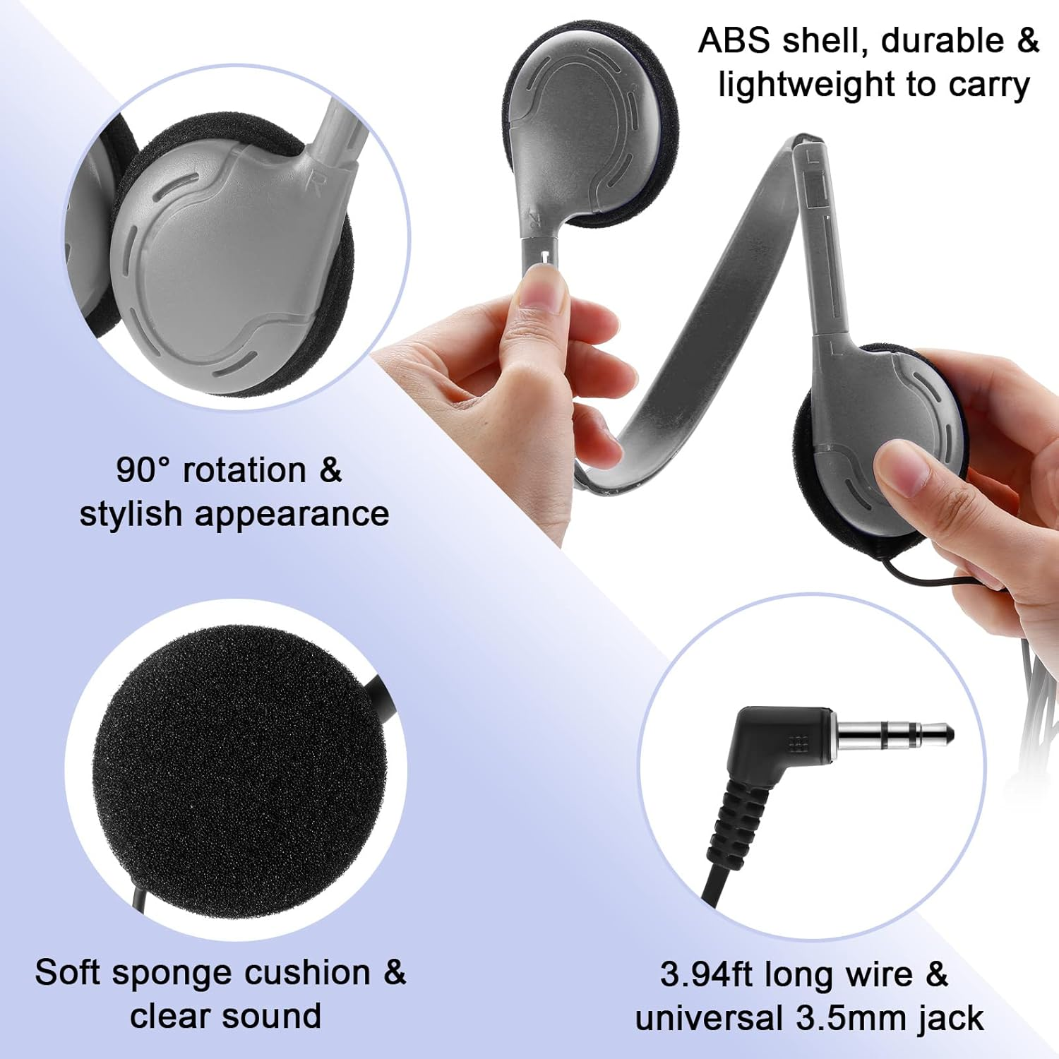 Yunsailing 30 Pack Class Set Headphones for Kids Students Bulk School Classroom Headphones over Head Earphones on Ear Earbuds Adjustable with 3.5 Mm Jack for Child Children Adults (Retro Colors)