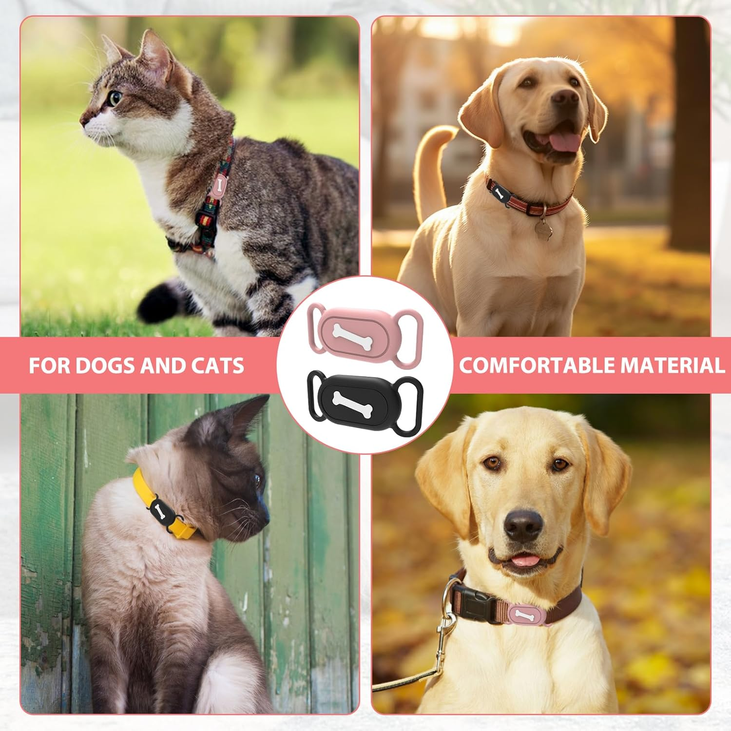 2 X Cat GPS Tracker Collar Compatible with Samsung Galaxy Smarttag 2, GPS Cat Collar Smart Tag 2 Case, Dog Tag Silicone Smart Tag 2 Case, Waterproof, for Children, Dogs, Cats (Bone Style) image number 4