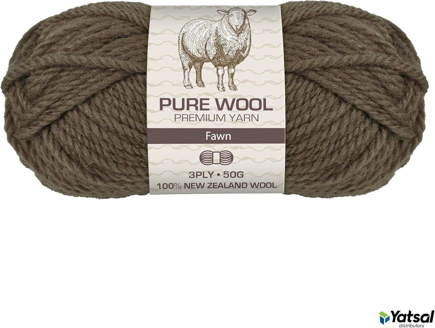 3-Ply Pure Wool 50 G, Fawn