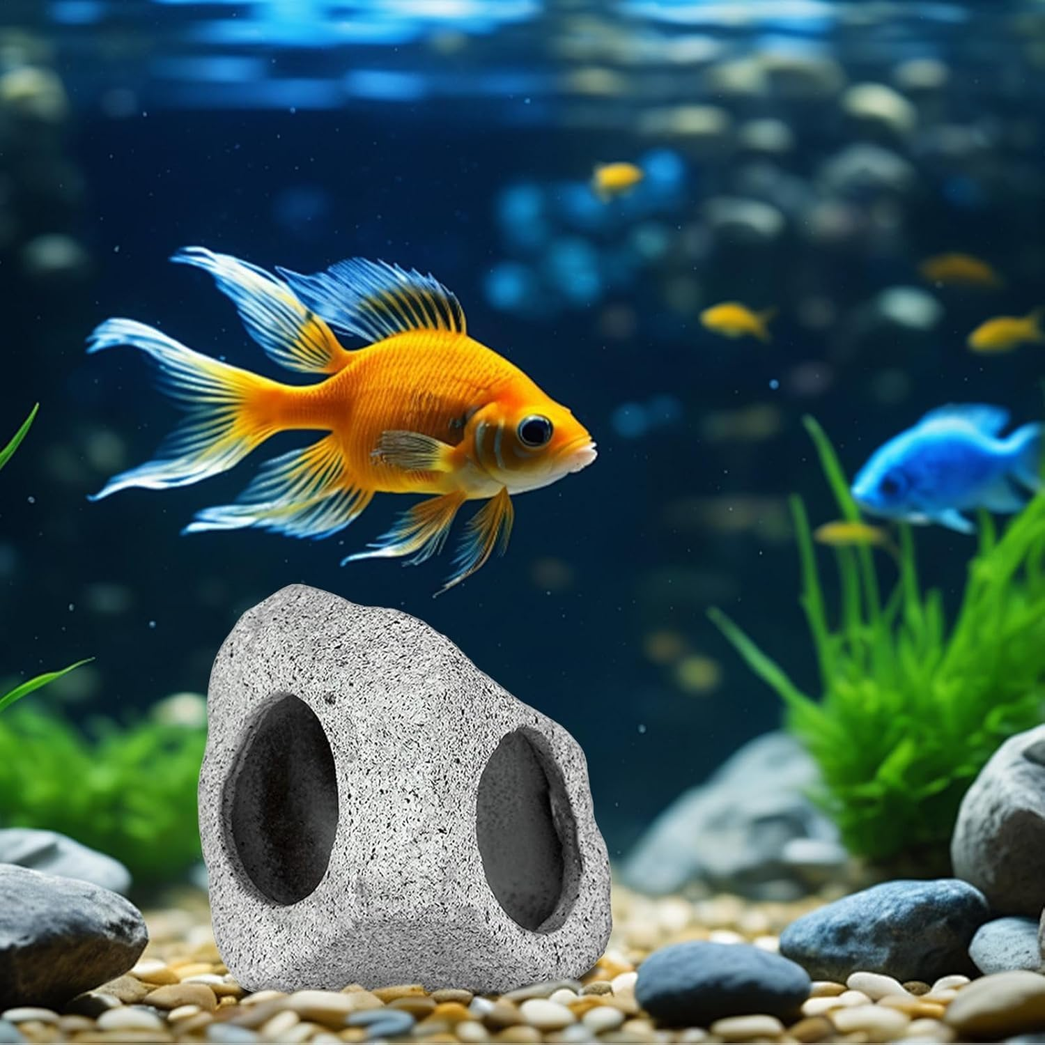Qhflashbuy Aquarium Cave Rocks,Fish Tank Decoration Accessories Hideaway Rocks for Aquatic Pets to Breed Play and Rest,Decor Stone for Aquascape for Shrimp Cichlid Betta Fish image number 5