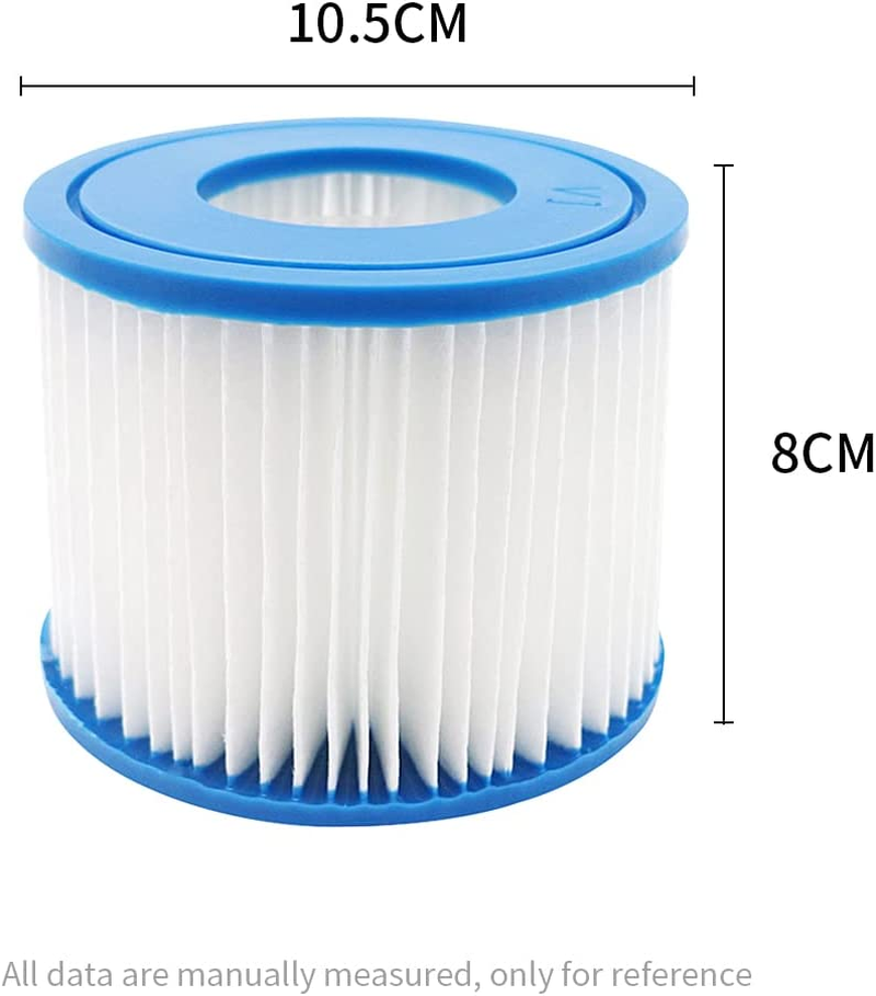 6Pcs Replacement Swimming Pool Filter for Bestway, Size VI Filter Cartridge Compatible with Lay-Z-Spa, Miami, Vegas, Palm Springs, Paris Monaco