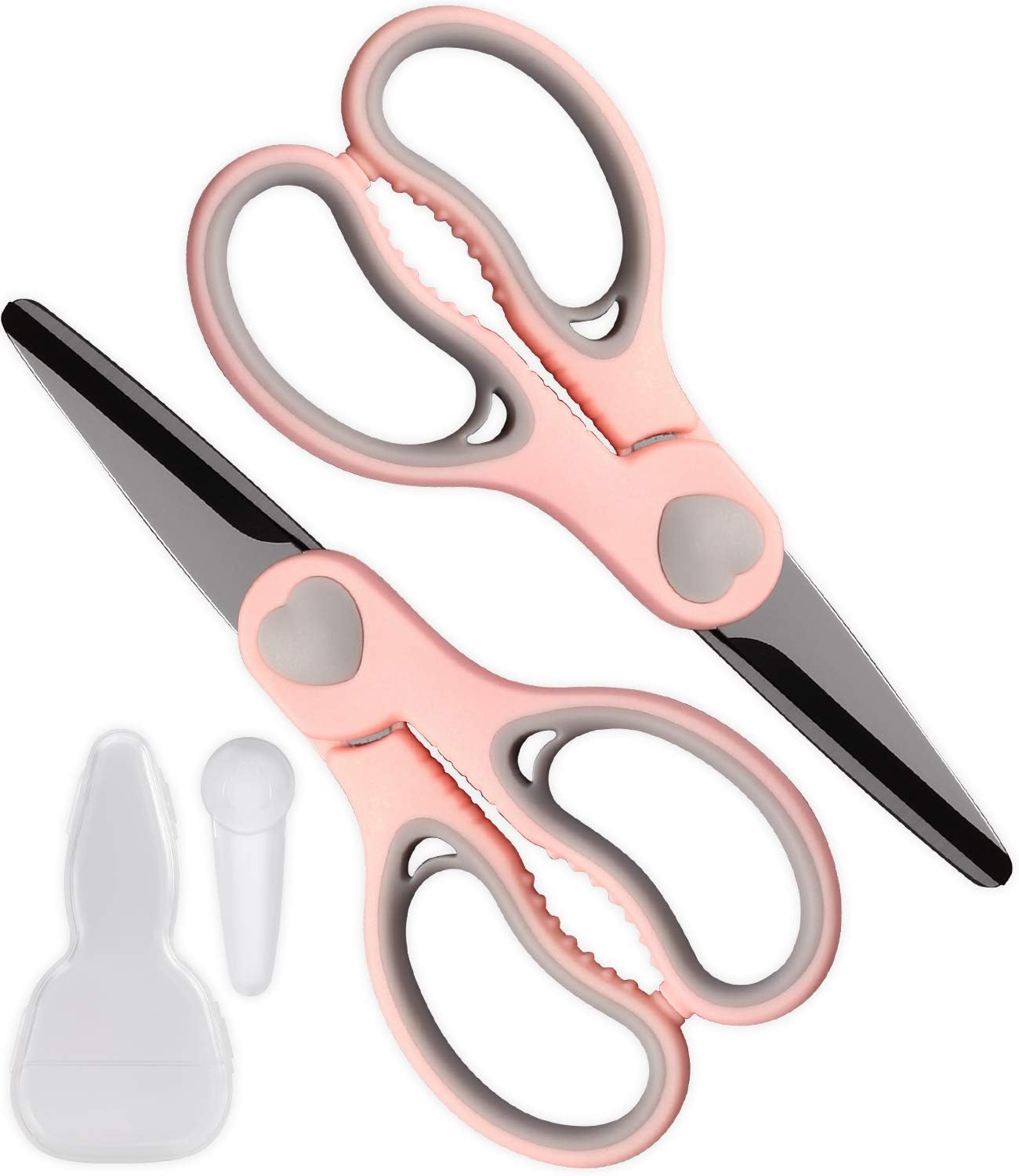 Ceramic Scissors for Baby Food by WELLSTAR, Black Blade Safety Healthy BPA Free Portable Toddler Shears with Protective Cover and Travel Case, 2 Pack image number 3