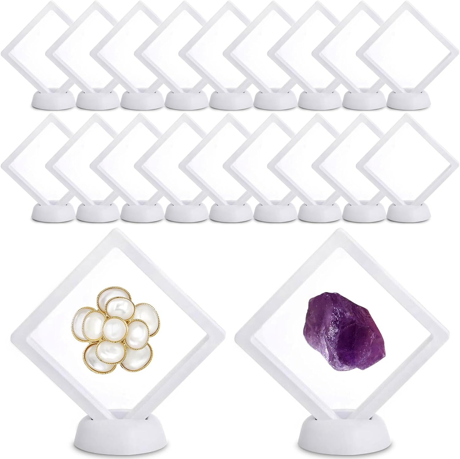 Dicunoy 20 PCS 3D Floating Frame Display Case, Coin Display Box for Challenge Coins, Rocks, AA Medallion, Jewelry, Shells, Fossils, Gems, Minerals, Pins, 3.5" X 3.5" X 0.8" image number 3