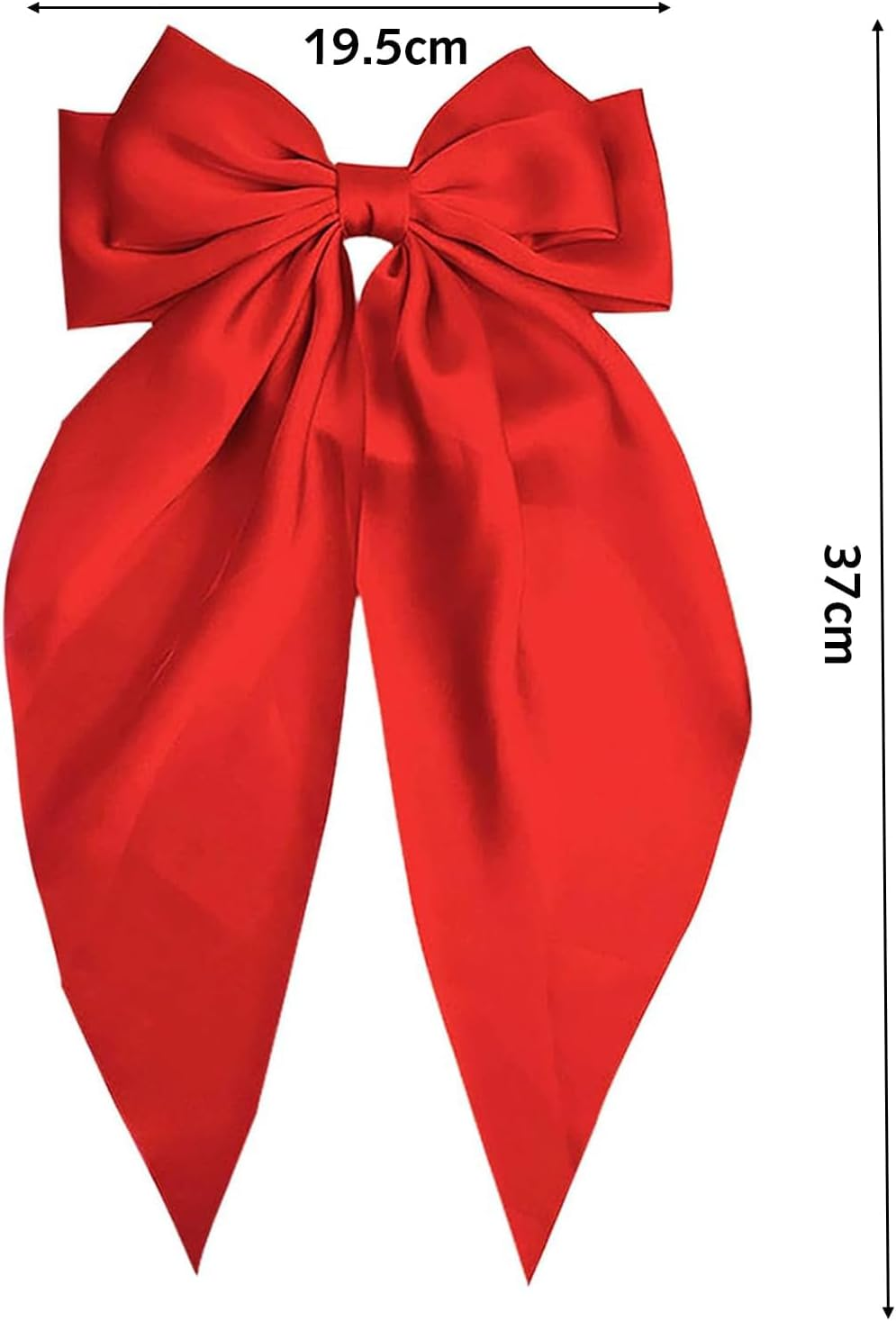 Pack of 1 Bow Hair Clip, Big Bowknot Hairpin with Long Silky Satin, Plain French Barrette for Women and Girls (Dark Green) image number 3