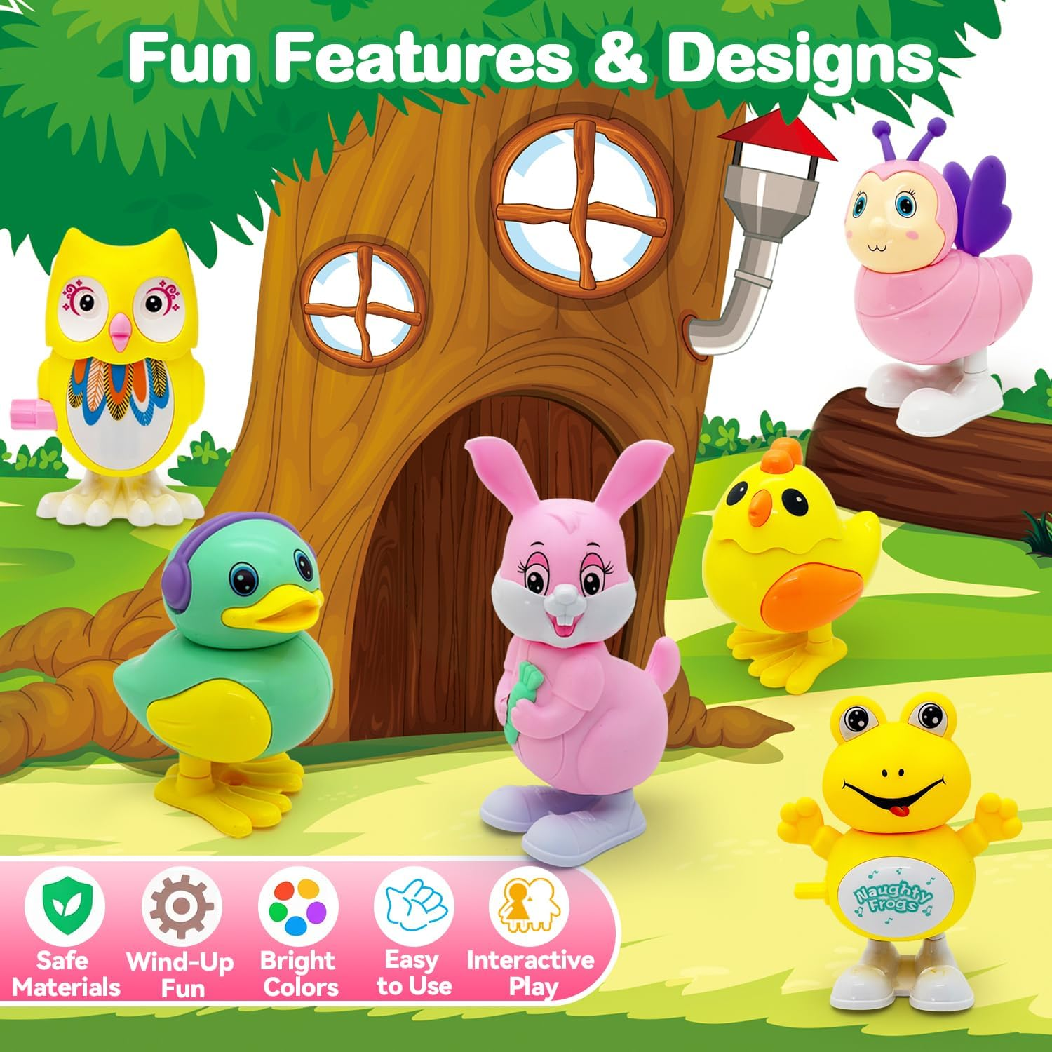 Toys for 2 3 4 5 Year Old Boy Girl Gifts - 6 Pcs Wind up Toys for Kids Girls Boys 3-5, Cute Animal Baby & Toddler Toys, Party Bag Fillers Favours Birthday Christmas for Kids image number 4