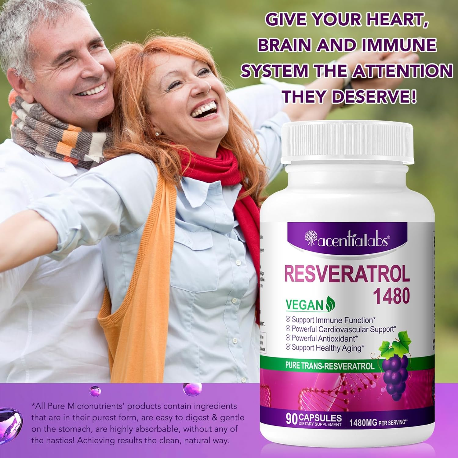 Resveratrol Supplement | Pure Trans-Resveratrol | 1480Mg per Serving | 90 Capsules | 3 Month Supply image number 3