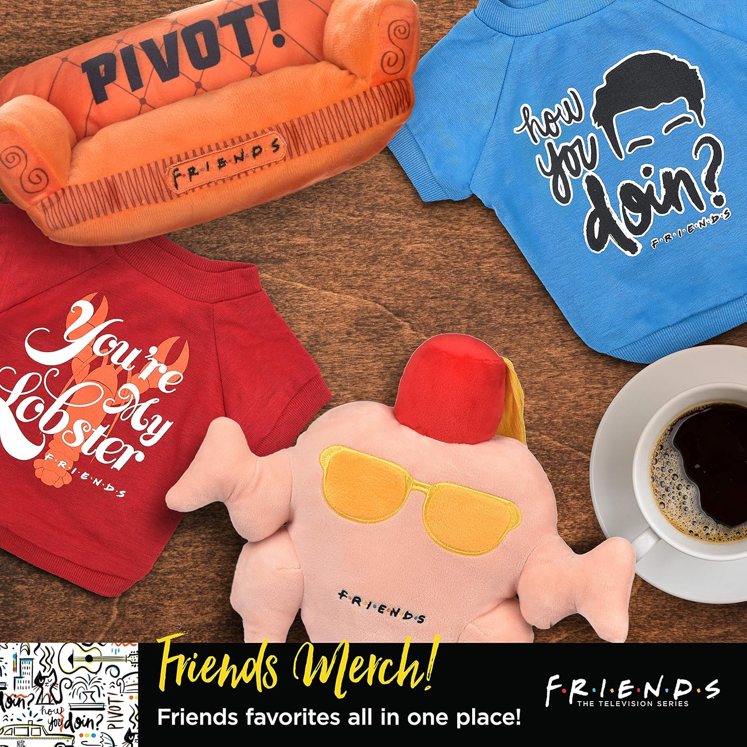 Friends the TV Show Friends Dog Toy, Orange Sofa Pivot Couch from Friends TV Show Stuffed Animal Dog Toy, Friends TV Show Merchandise Plush Dog Toy, 10" (FF13115) image number 3