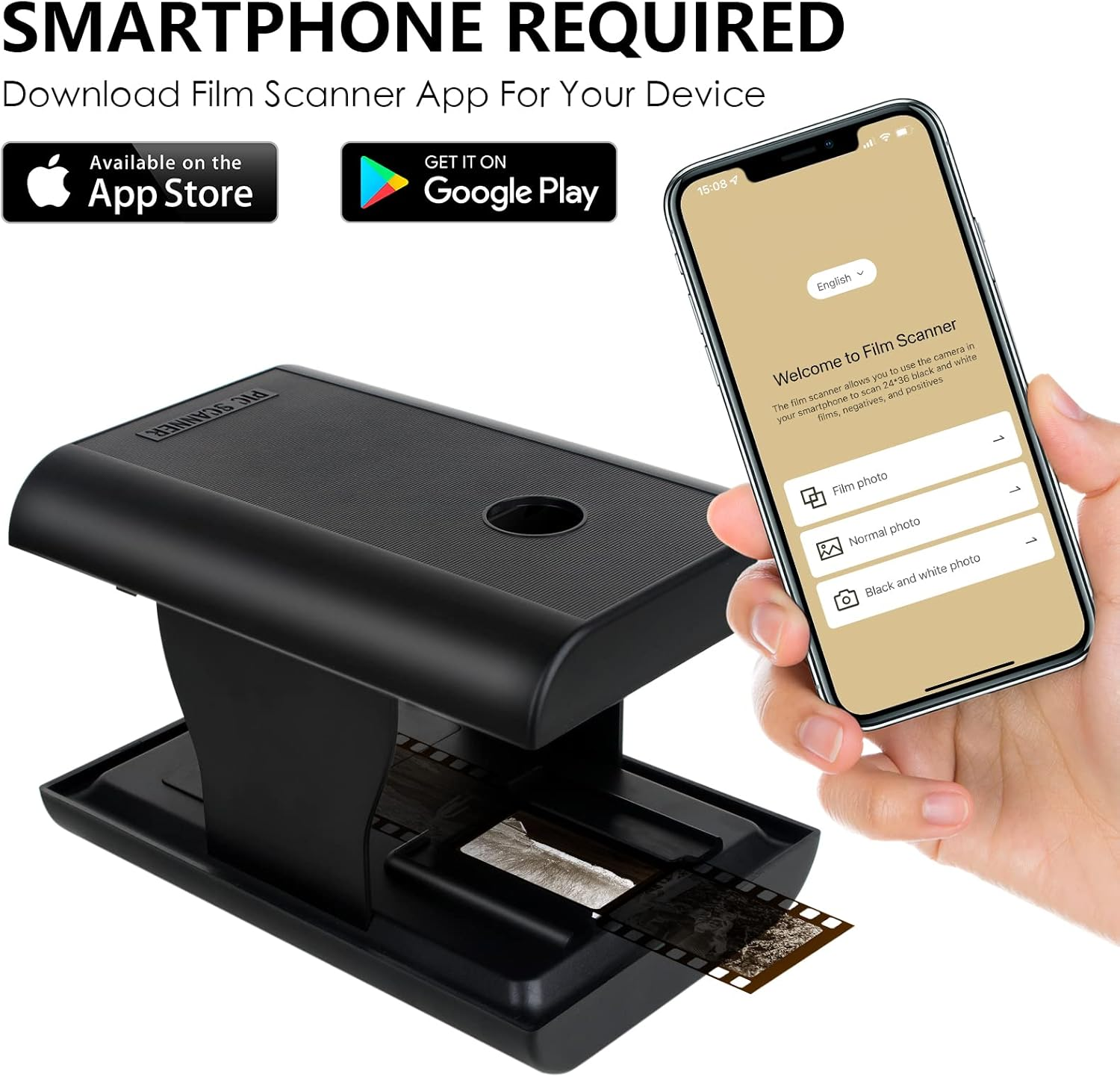 DGODRT Slide Scanner, Mobile Film Scanner, Scan and save Your 24 X 36 Mm Negatives and Slides with Smartphone Camera, Foldable Portable Film Scanner with LED Lighting image number 3