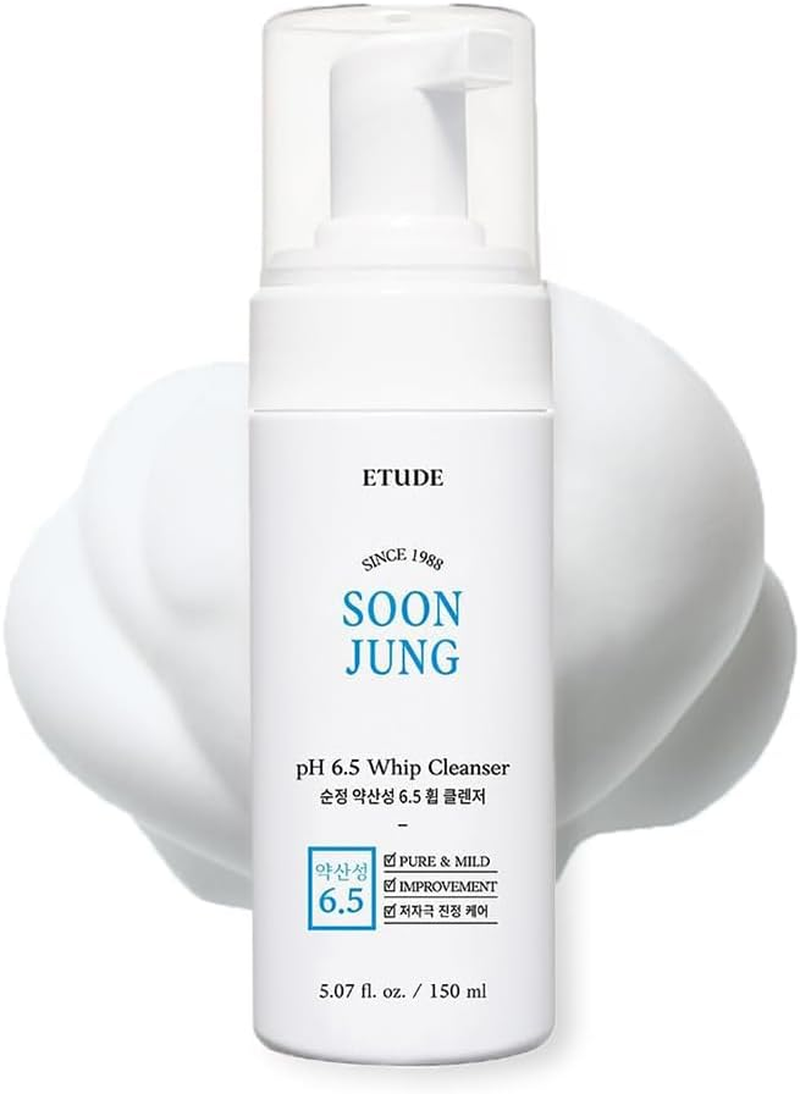 Etude House Soonjung Ph 6.5 Whip Cleaner 5.1 Fl. Oz (150 Ml) 21AD Non-Comedogenic and Hypoallergenic Soft Bubble Hydrating Facial Cleanser for Sensitive Skin image number 1