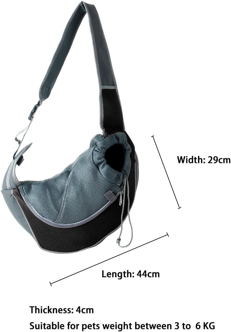 Dog Sling Carrier, Mesh Adjustable Pet Cat Carrier Sling, Hand Free Dog Satchel Carrier Bag, Puppy Crossbody Sling Carrier for Small Medium Dog Cat Rabbit, Black+Grey image number 1