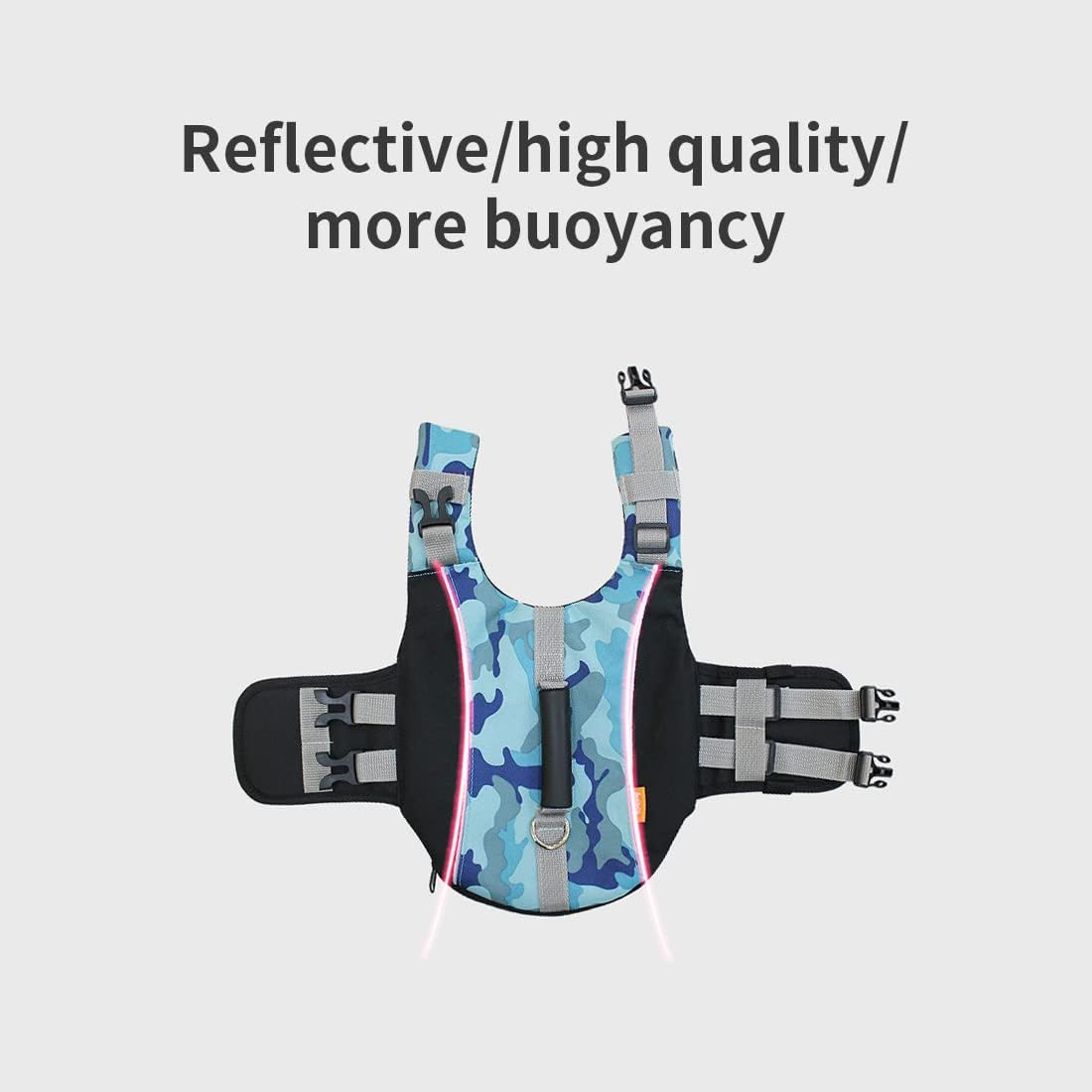 Dog Life Jacket Pet Swimwear Floating Safety Vest Buoyancy Aid Harness Swimming Swimsuit Puppy Vocation Summer Adjustable Pool Camo Blue M image number 2