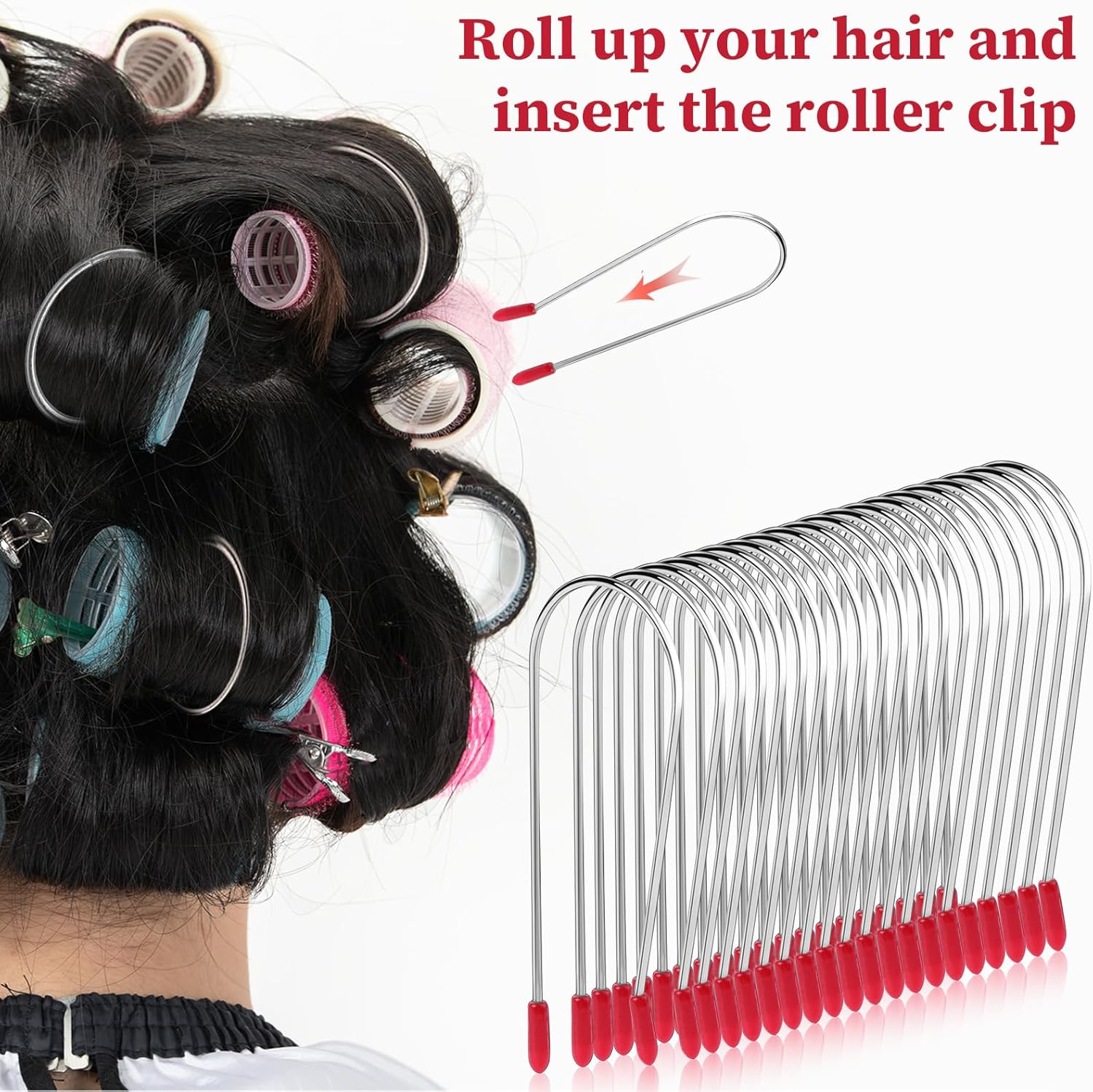 20 Pieces Hair Roller Clips, Replacement Securing Pins Kit for Long Hair, Portable Travel 1.25 Inches Rollers image number 3