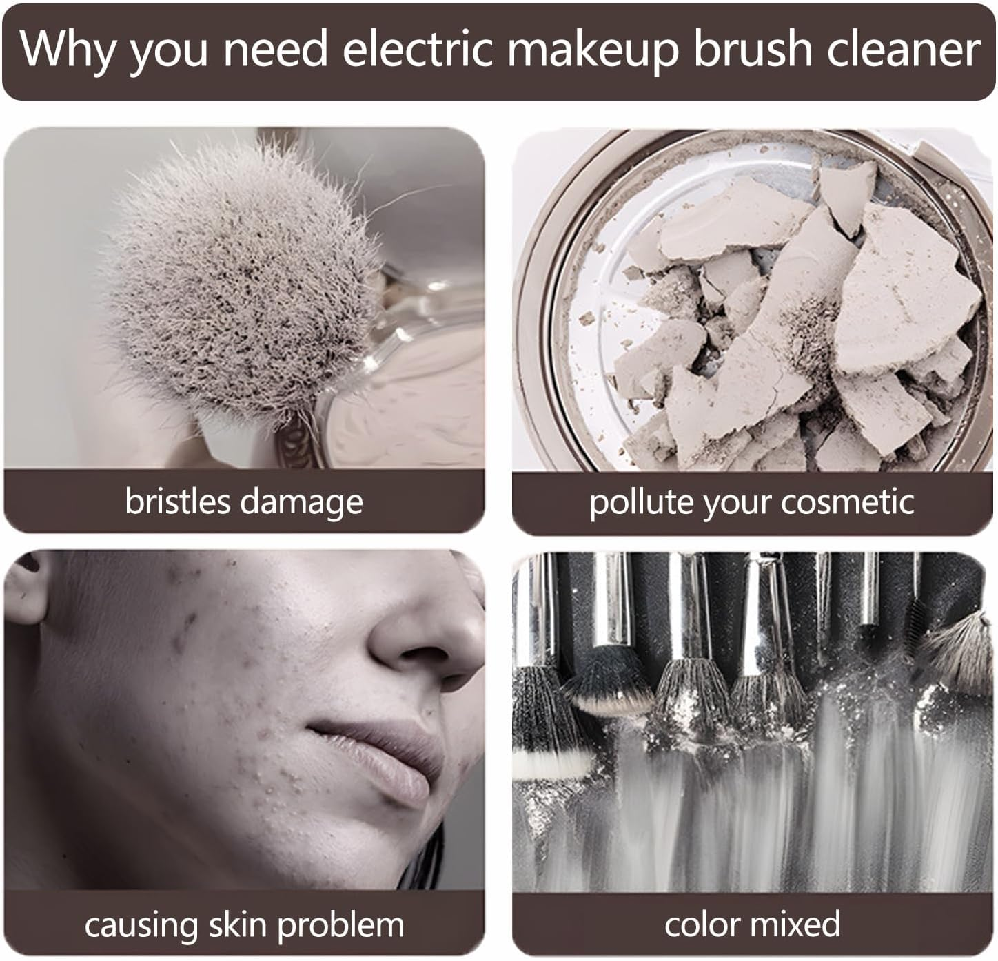 Makeup Brush Cleaner, Electric Cosmetic Brush Cleaner Machine, Automatic Rotating Deep Cleaning, for Different Size Makeup Brushes image number 1