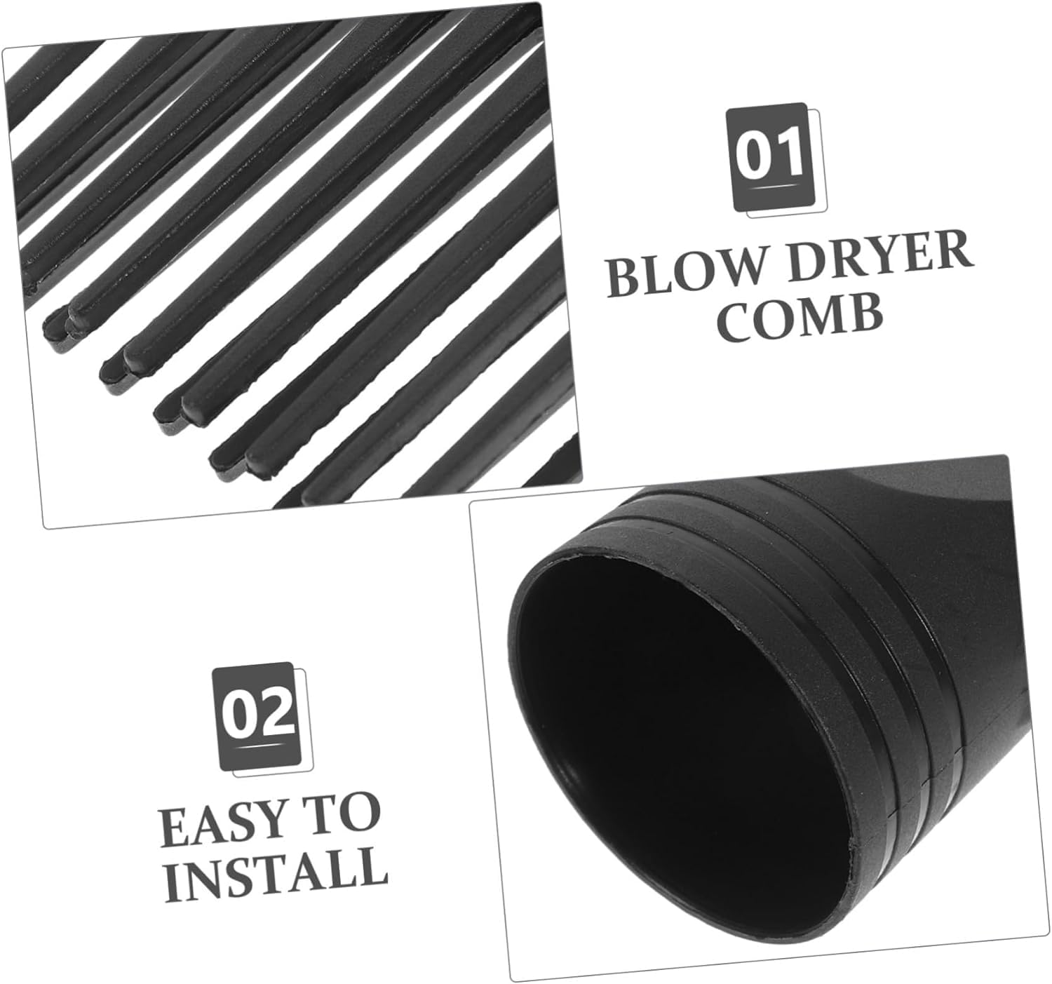2Pcs Hair Dryer Comb Universal Blow Dryer Pick Goo Blow Dryer Comb Attachment Holder Nozzles Hair Dryer Pick Comb Attachment Curly Hair Diffuser Blow Dryer Attachment Plastic Black image number 1