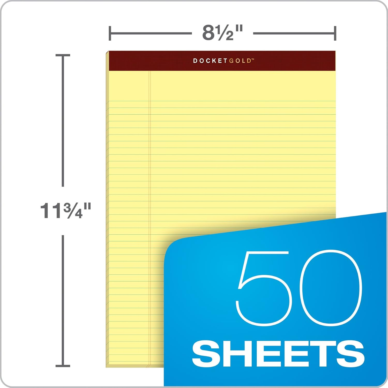 TOPS 8.5 X 11 Legal Pads, 6 Pack, Premium Docket Gold Brand, Narrow Ruled, Thick Yellow Paper, Sturdy Back, 50 Sheets, Made in USA (63941) - Jr. Legal, White image number 4
