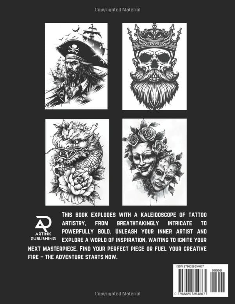 Tattoo Book: 500 Modern Designs and Ideas of Tattoo Art in Black and Gray Colors for Beginners, Real Tattoos, and Artists Professional Perfect for Adults, Men, Women, and Teens
