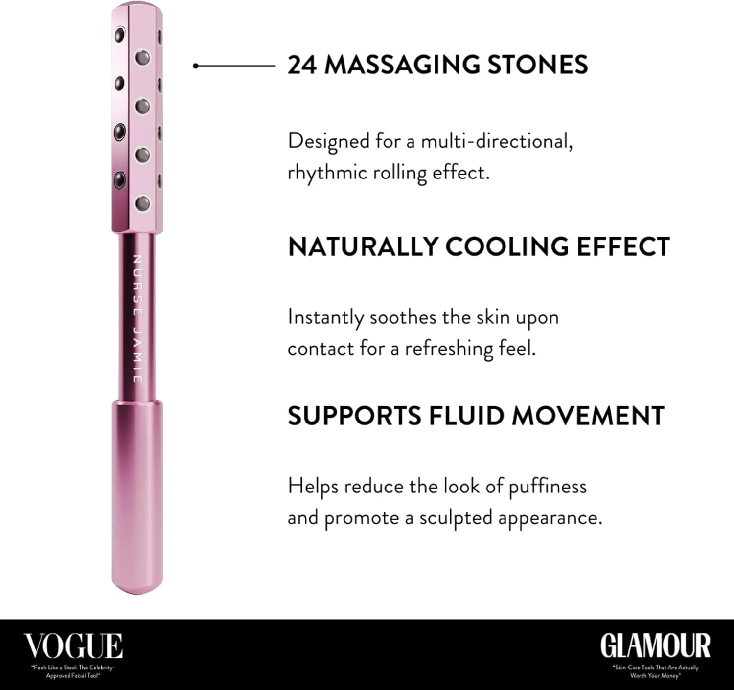 Nurse Jamie Uplift Facial Massaging Beauty Roller &ndash; Rose Gold - Facial Massager with 24 Stones for Sculpting, Firming & Reducing Puffiness image number 2