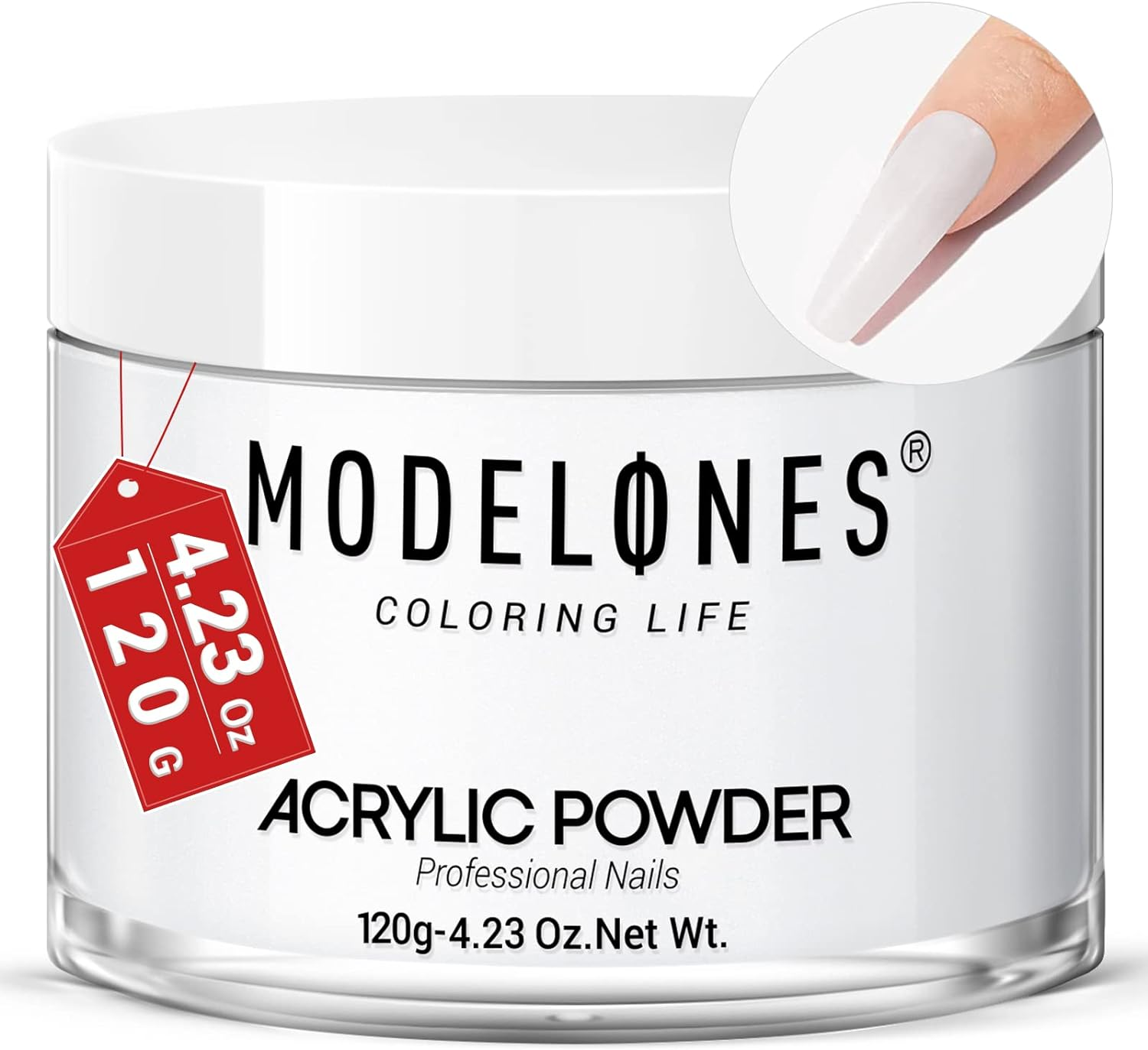 Modelones Clear Acrylic Powder, 4.23Oz Acrylic Powder Large Capacity Professional Acrylic Nail Powder Polymer for 3D French Nail Manicure Extension Nail Carving, Long-Lasting Beauty Gifts