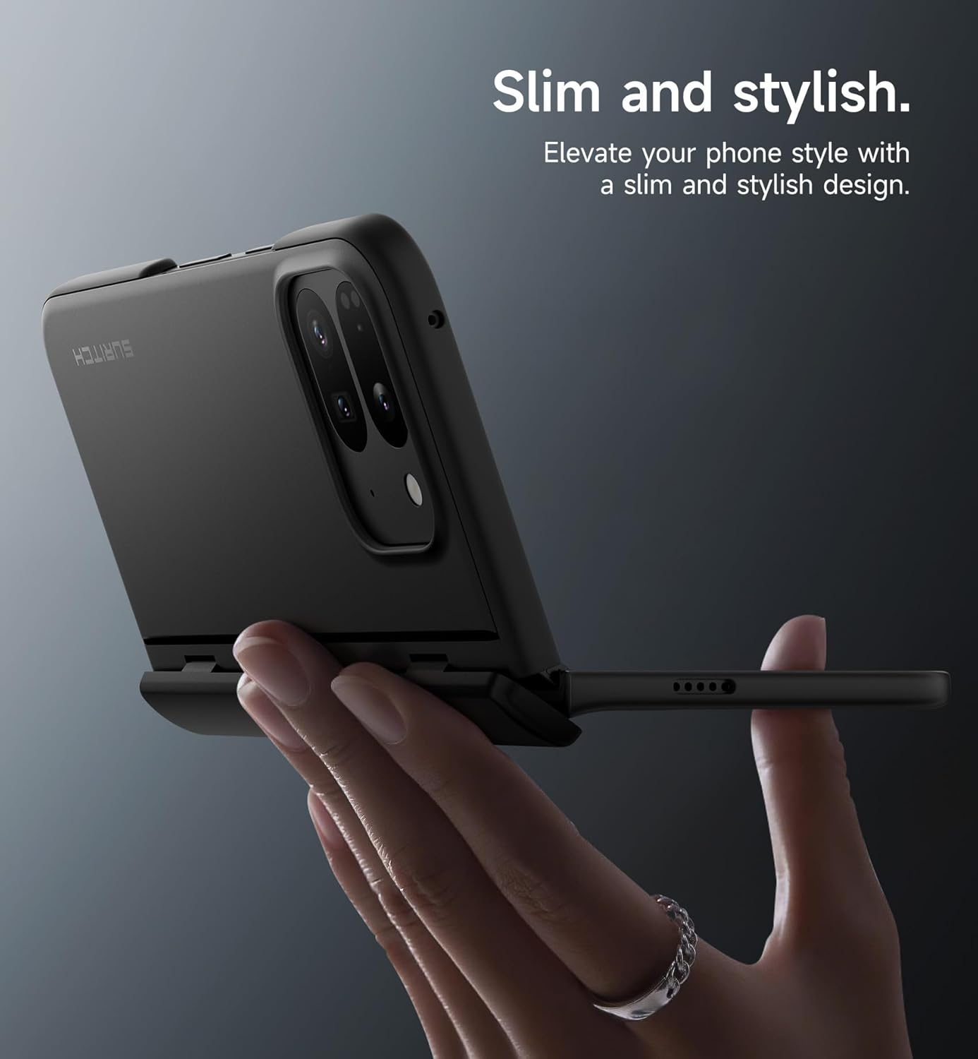 SURITCH for Google Pixel 9 Pro Fold Case, Built-In Kickstand, Screen Protector, Hinge Protection, Phone Case for Pixel 9 Pro Fold (2024), Black - Dark Blue image number 3