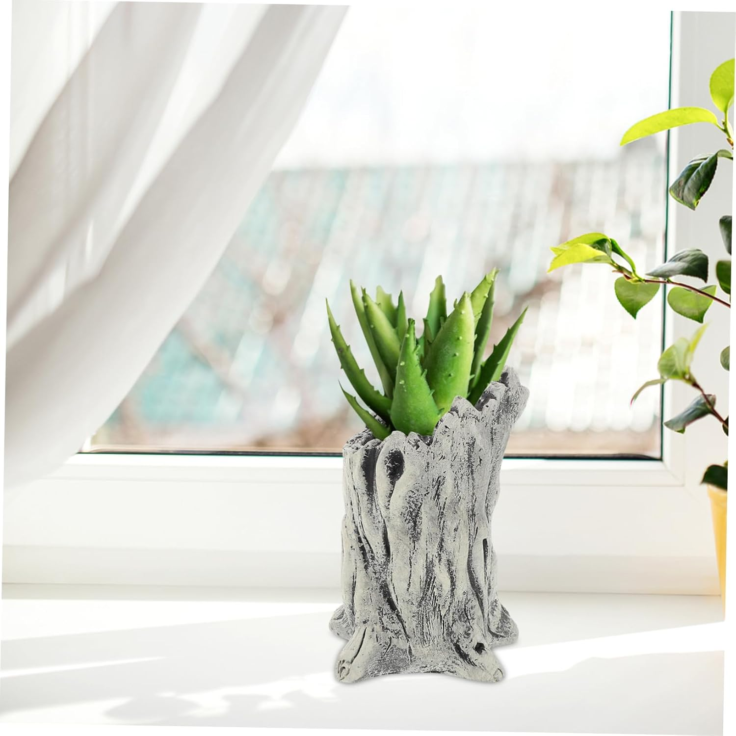 FUNOMOCYA Cement Succulent Planter Small Desktop Flower Pot Indoor Decorative Pot for Home Office Gardening image number 3