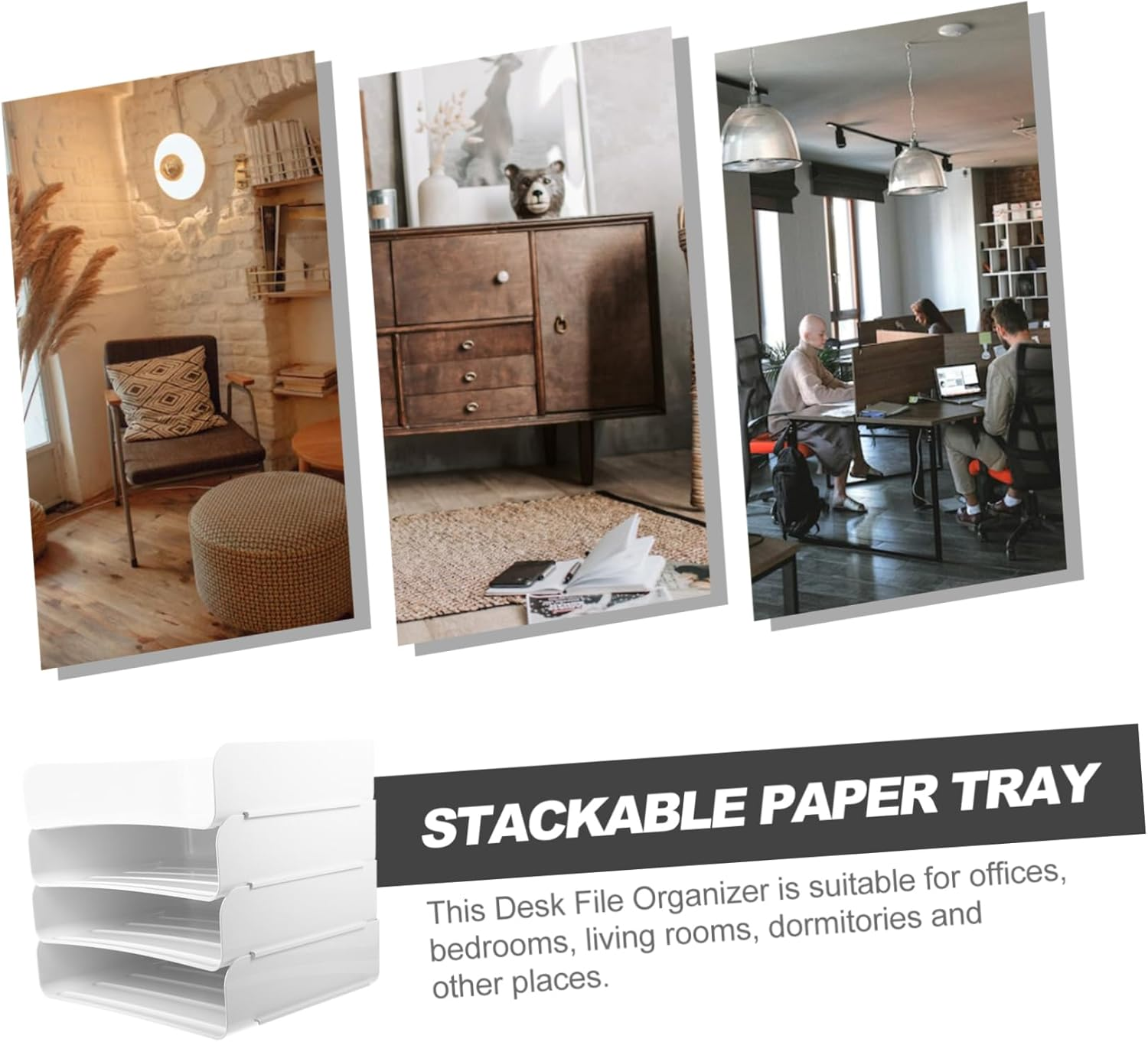 Jojofuny Desk File Organizer Paper Tray Organizer Modern Design Paper Storage for Office Home image number 3