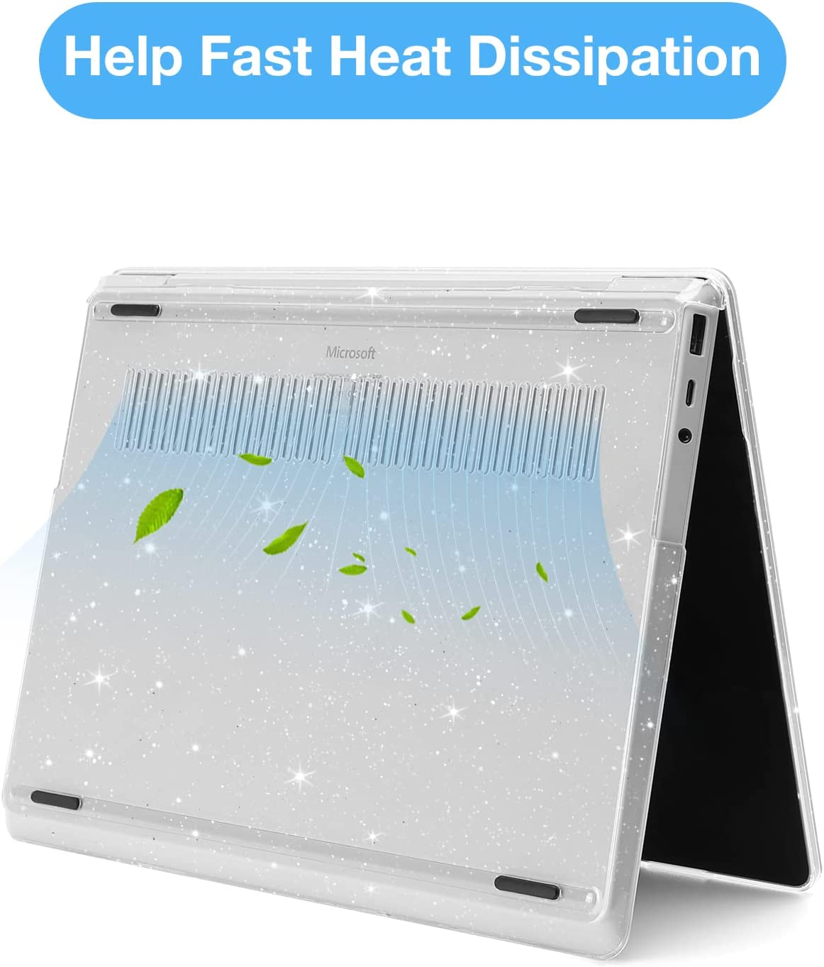 MOSISO Case Only Compatible with Microsoft Surface Laptop Go 3/2/1 12.4 Inch 2023-2020 Release (Models: 2013 & 1943), Protective Glitter Sparkly Plastic Hard Shell Case Cover, Transparent