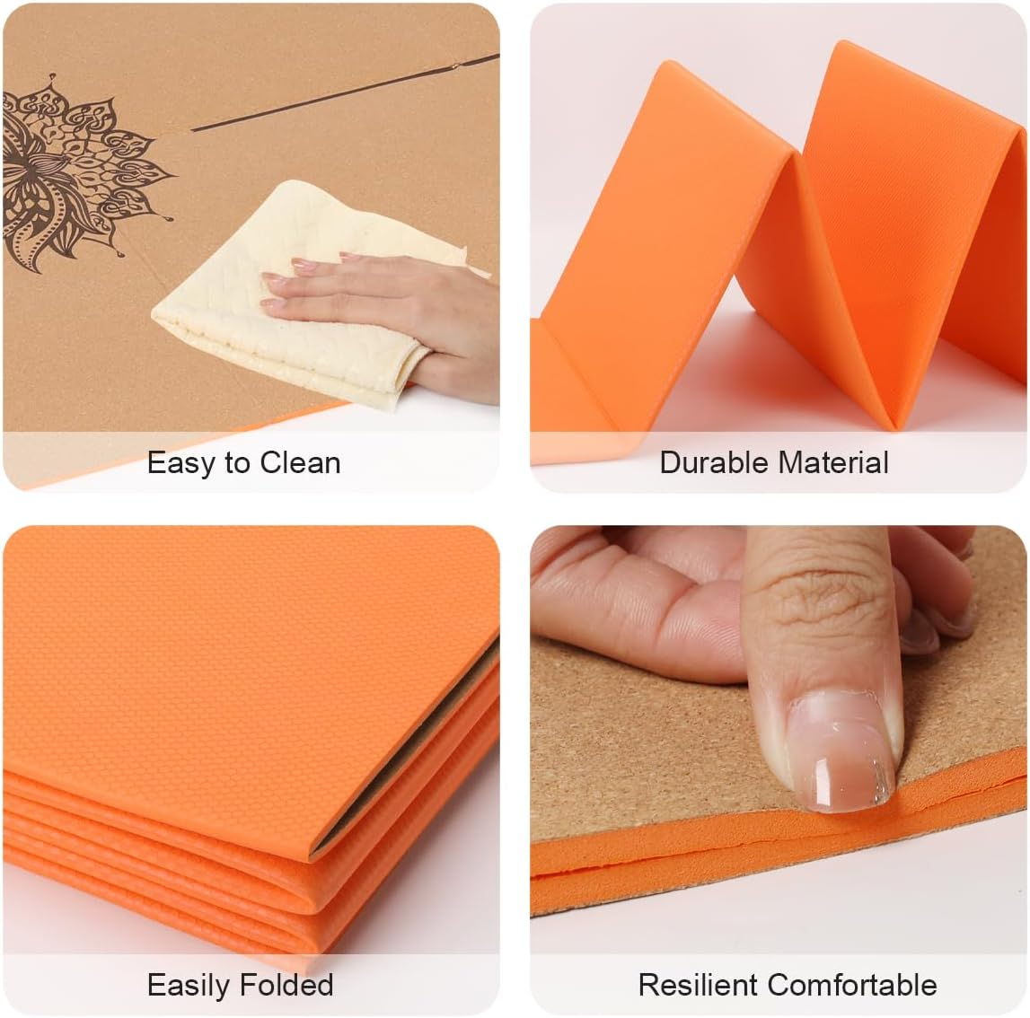 EKE Cork Folding Yoga Mat, 5Mm Thickness, Standard Size, Foldable, Lightweight and Portable, Travel, Suitable for Yoga, Pilates, Fitness, Sports, Training, Comes with Canvas Carry Bag Good Gift image number 1