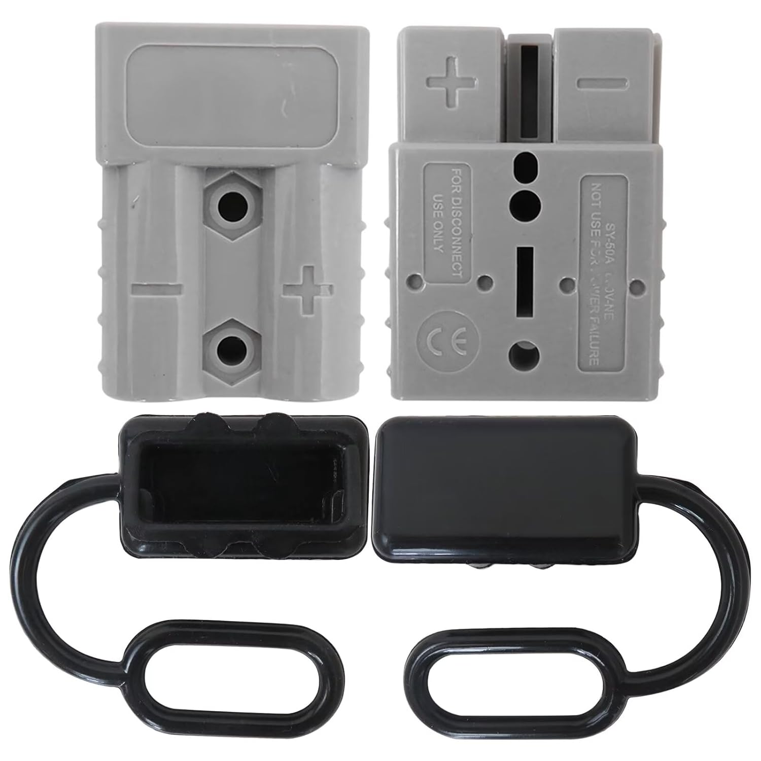 10Pcs Anderson Style Plug 50 Amp with Dust Cover Cap 6AWG DC Connector 12-24V Power Tool, Suitable for Solar Pandels Caravans 4WD