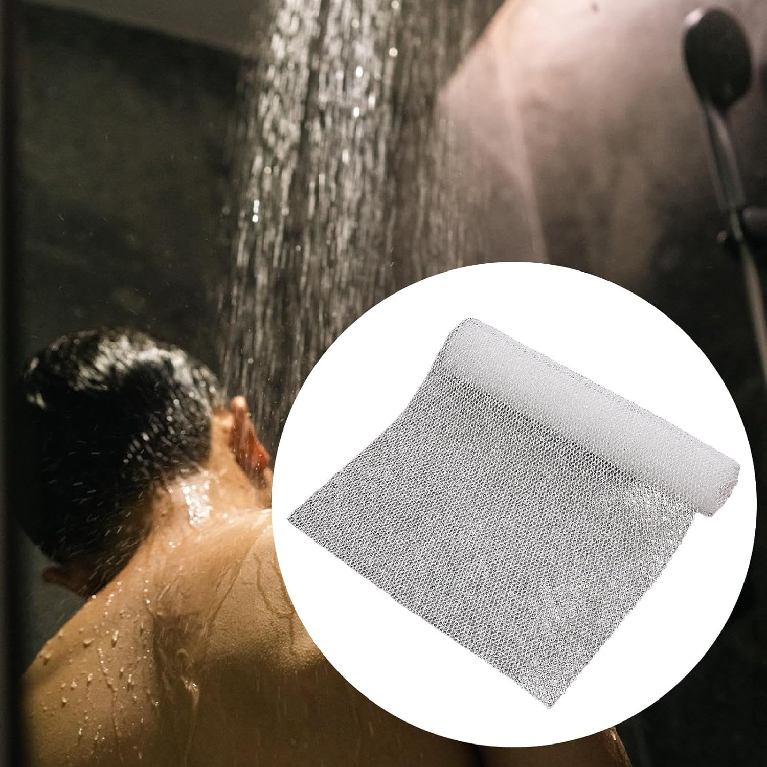 Eigell Nylon Net Bath Washcloth Gentle Exfoliating Easy Maintenance Quick Drying Deep Cleaning for Men, Women Body Scrubber, Beige - Blue image number 5