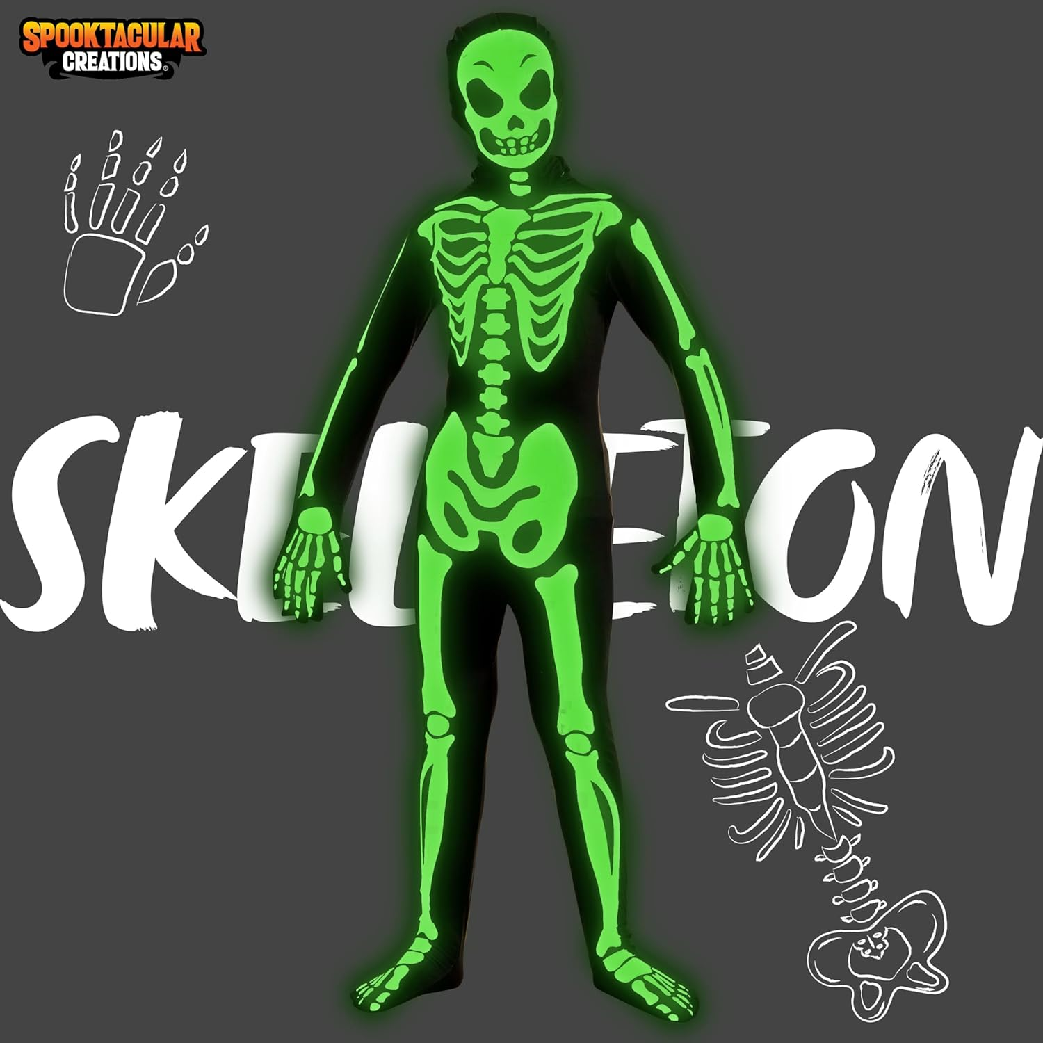 Spooktacular Creations Boy Halloween Skeleton Costume, Halloween Skeleton Costume for Kids, Bone Outfit, Bone Jumpsuit image number 5