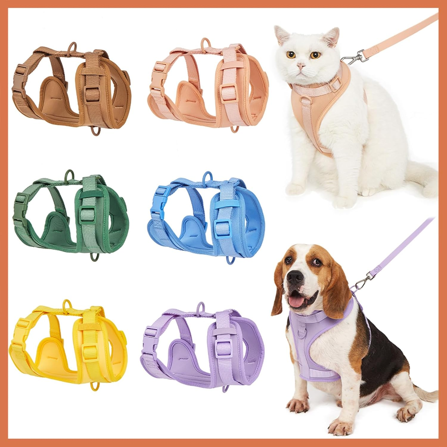 IUOUTG Dog Harness No Pull Nylon Cute Pet Harness Dog Vest Harness for Small Medium Large Dogs Lightweight Cat Harness with 3 Metal Rings 2 Buckles Pet Hiking Harness for Running & Walking image number 5