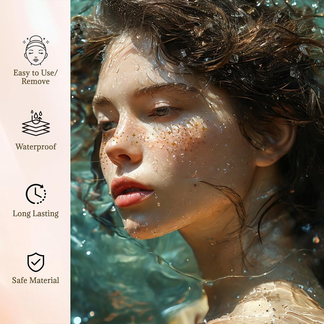 JYNVO Glitter Freckles Tattoo 10 Glitter Freckles Tattoos (Fits Party, Make-Up, Make up Users) image number 5