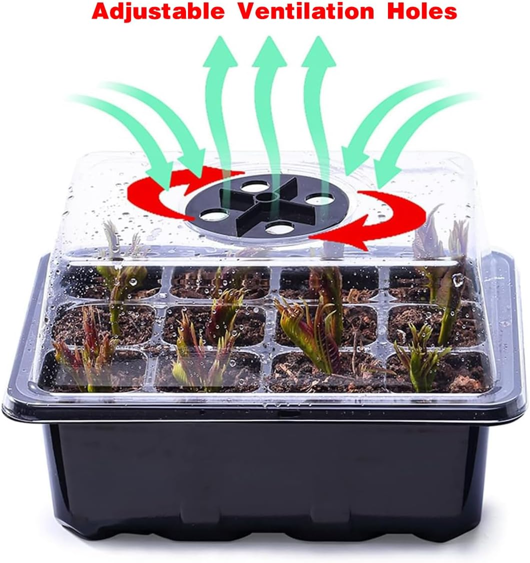 AIMALL Plastic Seedling Tray with Transparent Lid, 9 Cells, Seedling Pot Set for Gardening, Thermal Insulation and Moisturizing, 7.28-Inch X 5.7-Inch for Planting and Growing image number 5