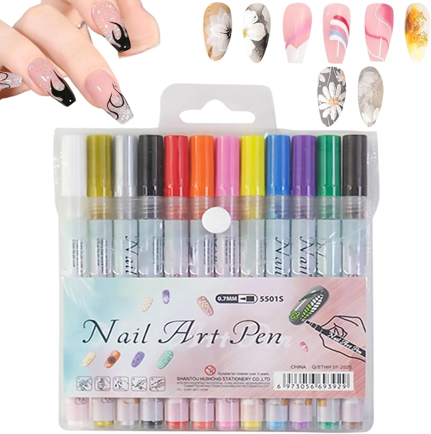 Nail Painting Pens - 12-Color Quick-Drying Manicure Tools,Nail Polish Design Doodle Pens Set | for Christmas Birthday Home Salon Handicraft Enthusiasts Adults Fingernail Art image number 2