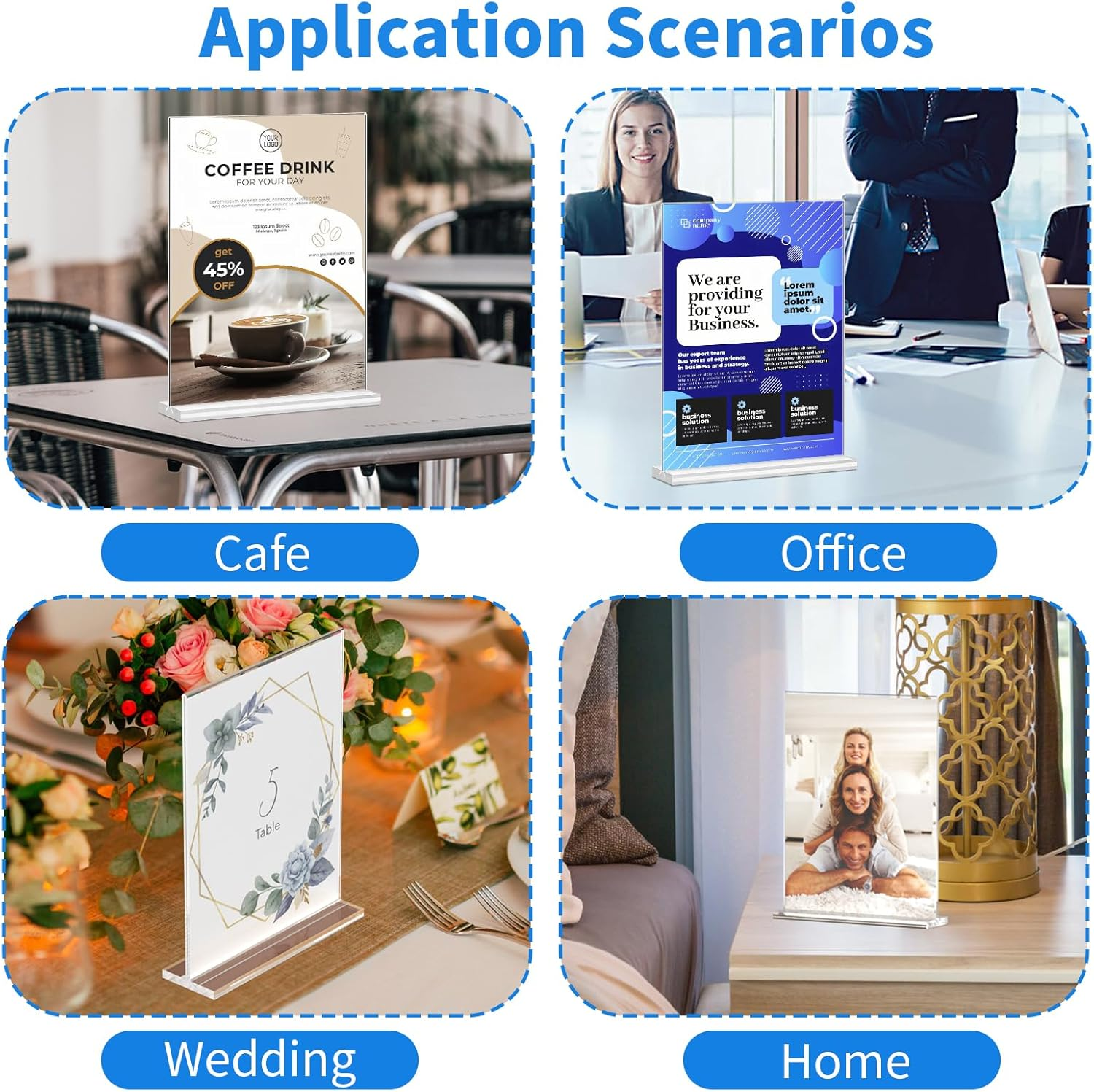 5 Pack Sign Holder, Clear T-Shape A5 Table Top Display Stand, Double Sided Holder for Menu Display, Paper Desk Display Stand, Upright Poster Holder for Promotion Leaflet Exhibition Pictures (5) image number 3