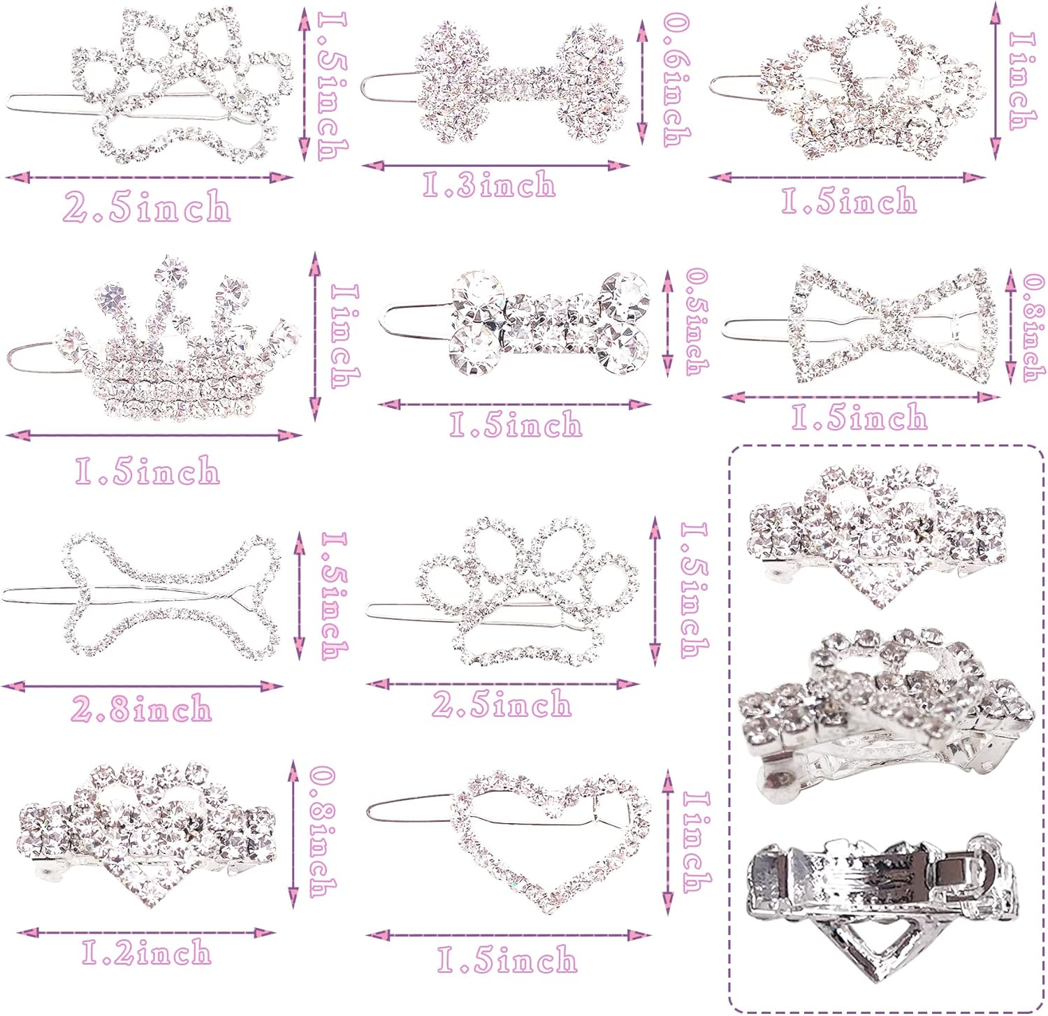PET SHOW Dog Tiara Crown Hair Clips Bows for Small Dogs Costume Crystal Rhinestone Girls Puppies Barrette Grooming Hair Accessories image number 2
