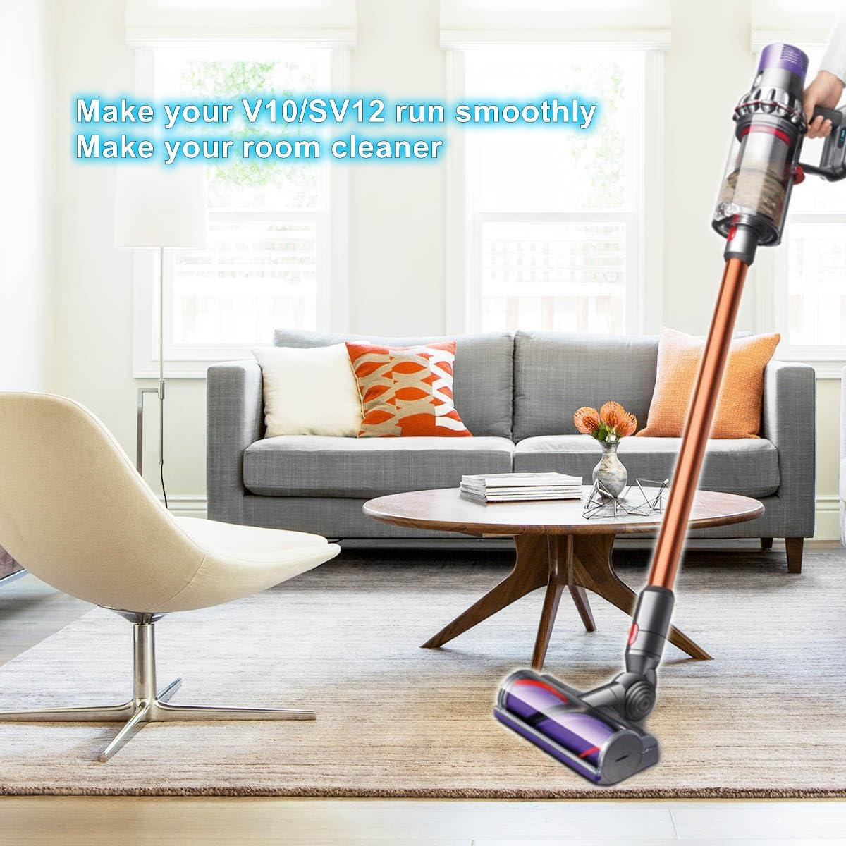 2 Pack V10 Filter Replacement, Compatible with Dyson V10 Cordless Vacuum Cleaner, V10 Cyclone Series, V10 Animal, V10 Absolute, V10 Total Clean, SV12, Washable & Reusable, Part No. 969082-01 image number 2